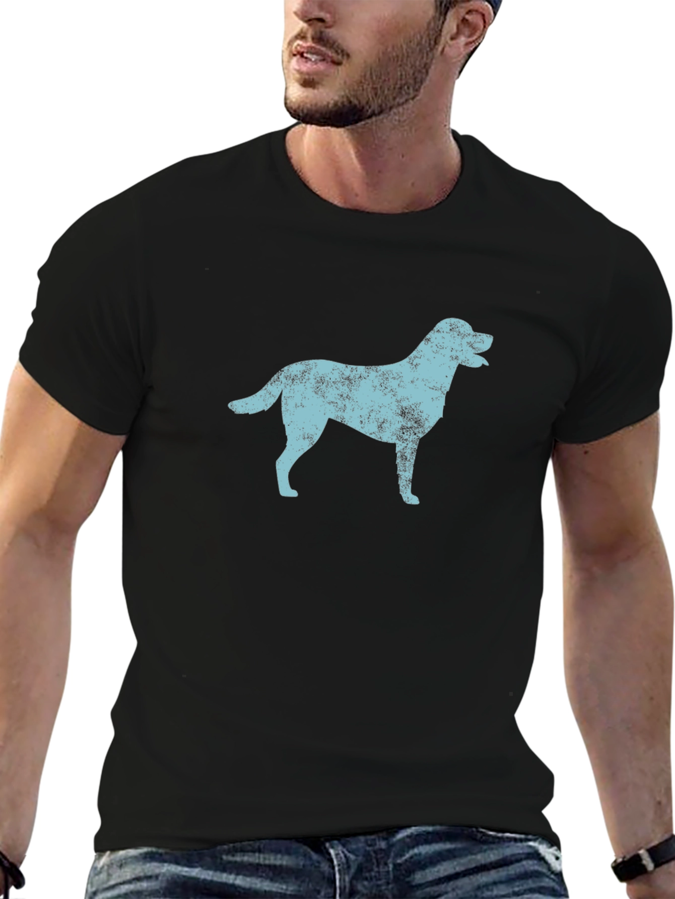 Distressed Dog Graphic Black T-Shirt