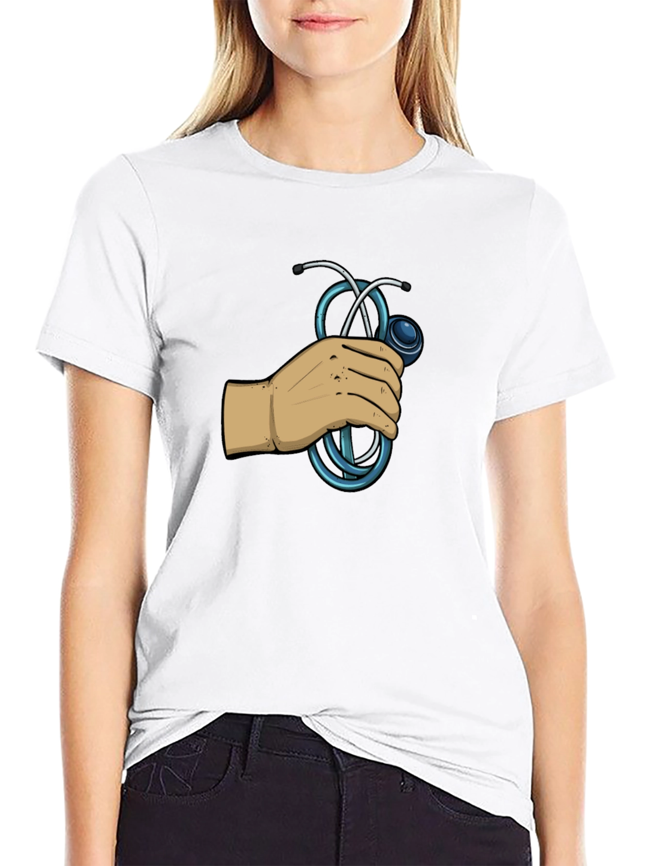 Doctor Stethoscope Graphic Black T-Shirt