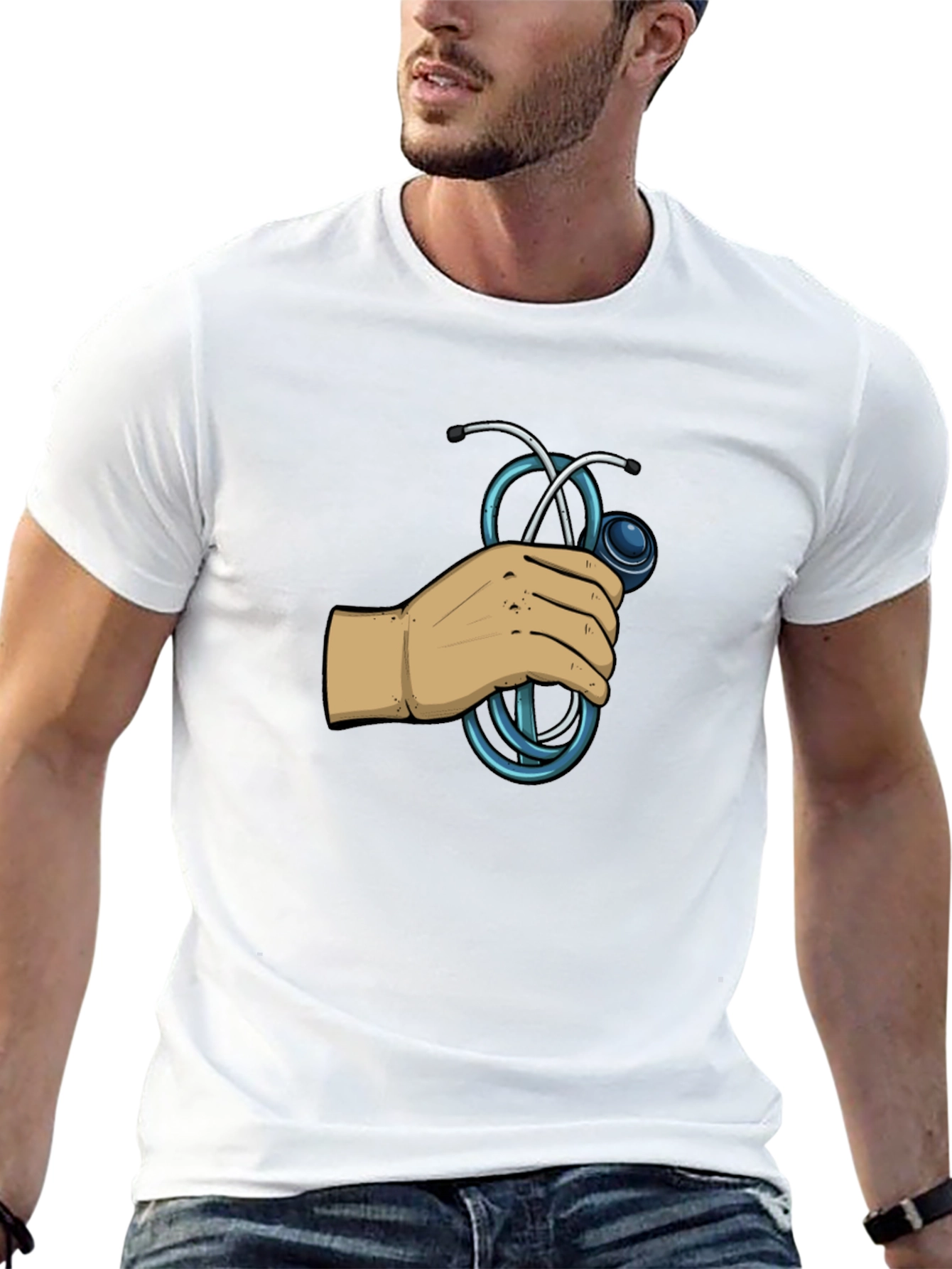 Doctor Stethoscope Graphic Black T-Shirt
