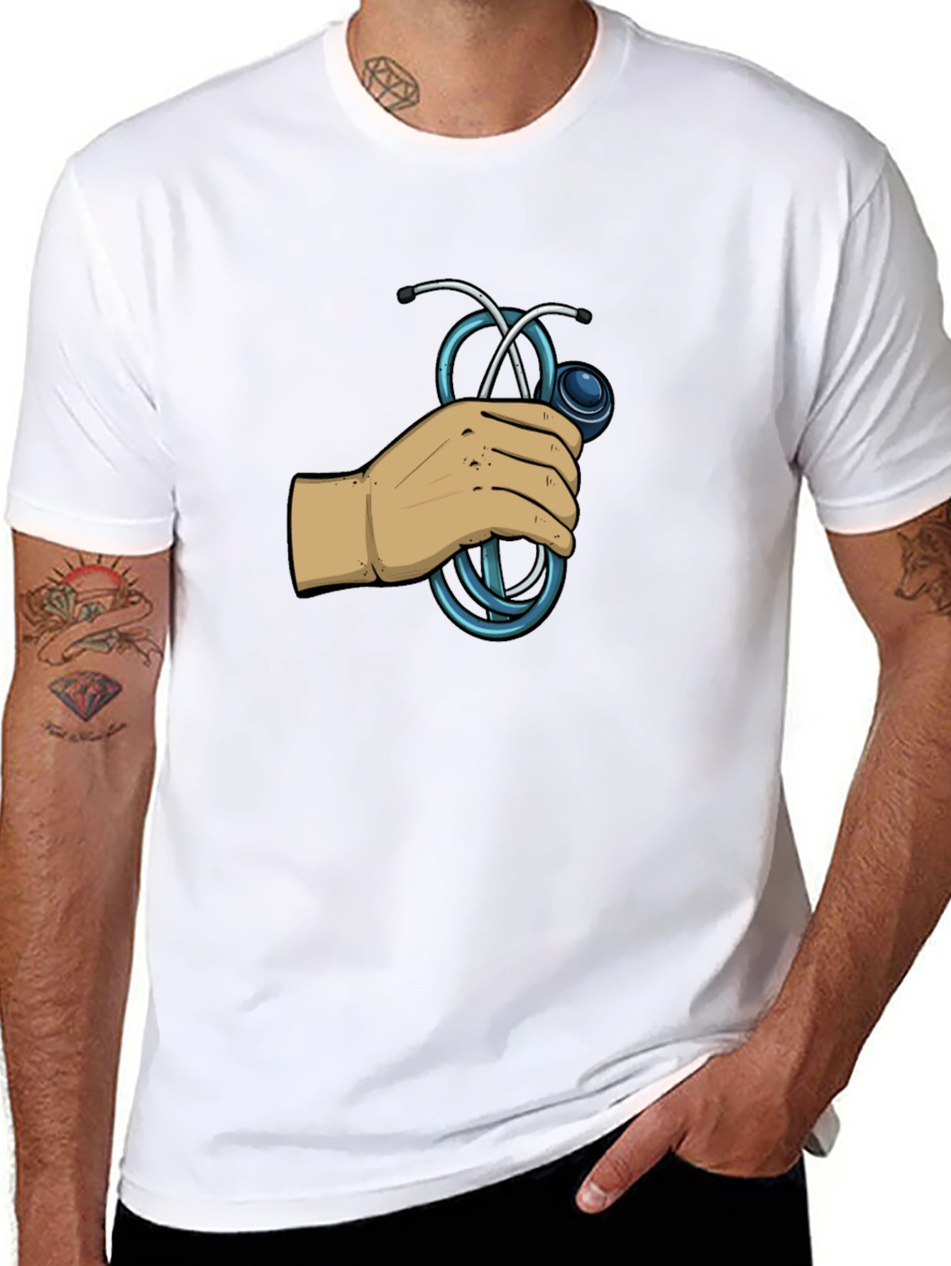 Doctor Stethoscope Graphic Black T-Shirt