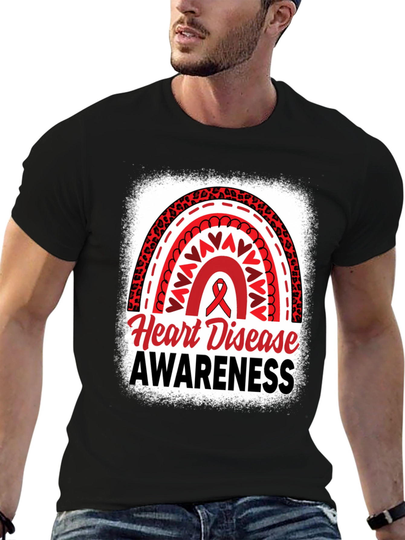 Heart Disease Awareness Black T-Shirt