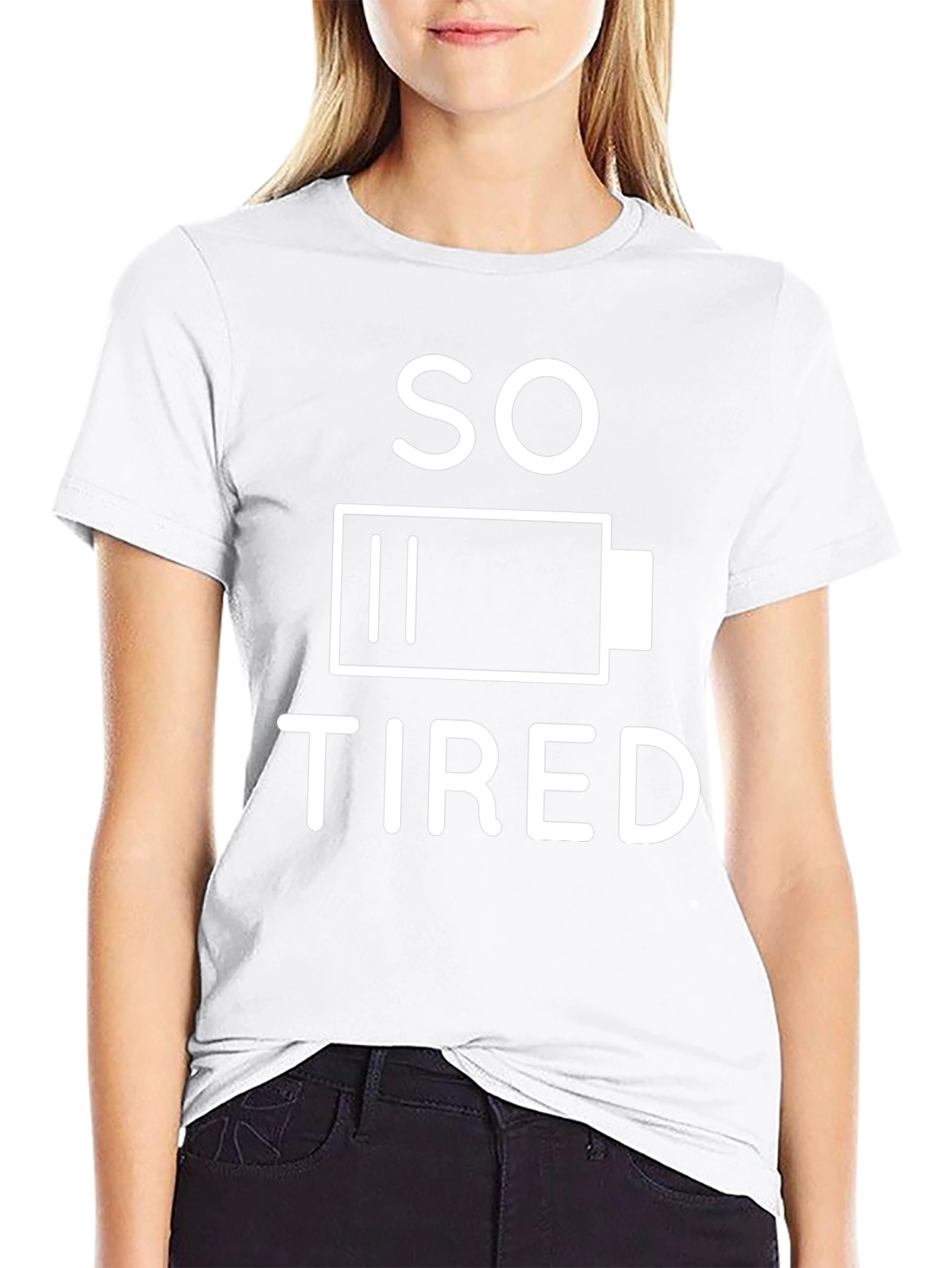 So Tired Graphic Tee - Black Cotton T-Shirt