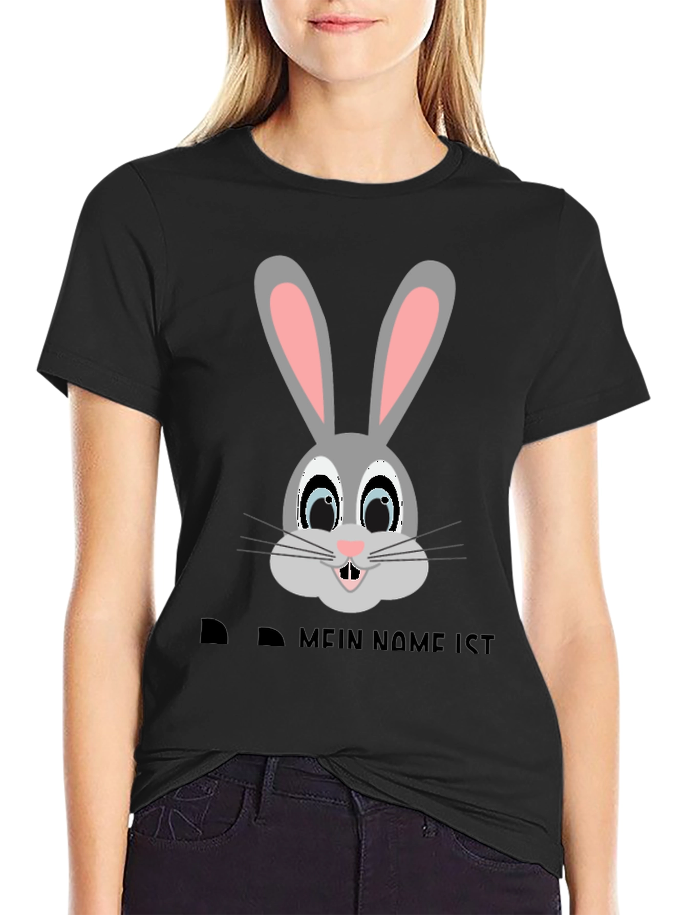 Bunny Face Black T-Shirt