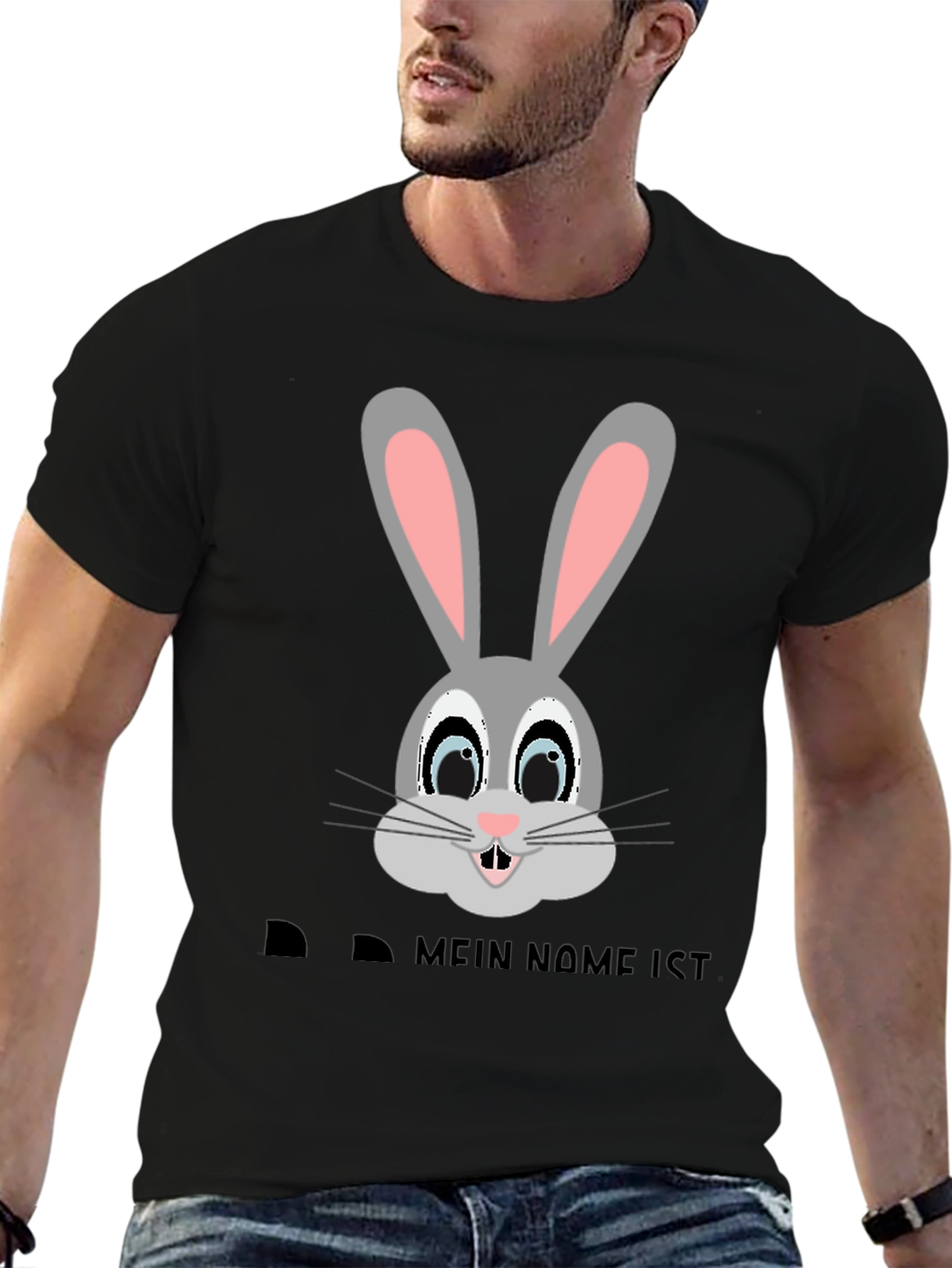 Bunny Face Black T-Shirt