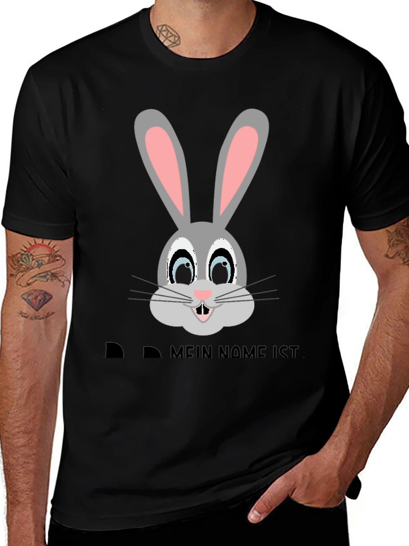 Bunny Face Black T-Shirt