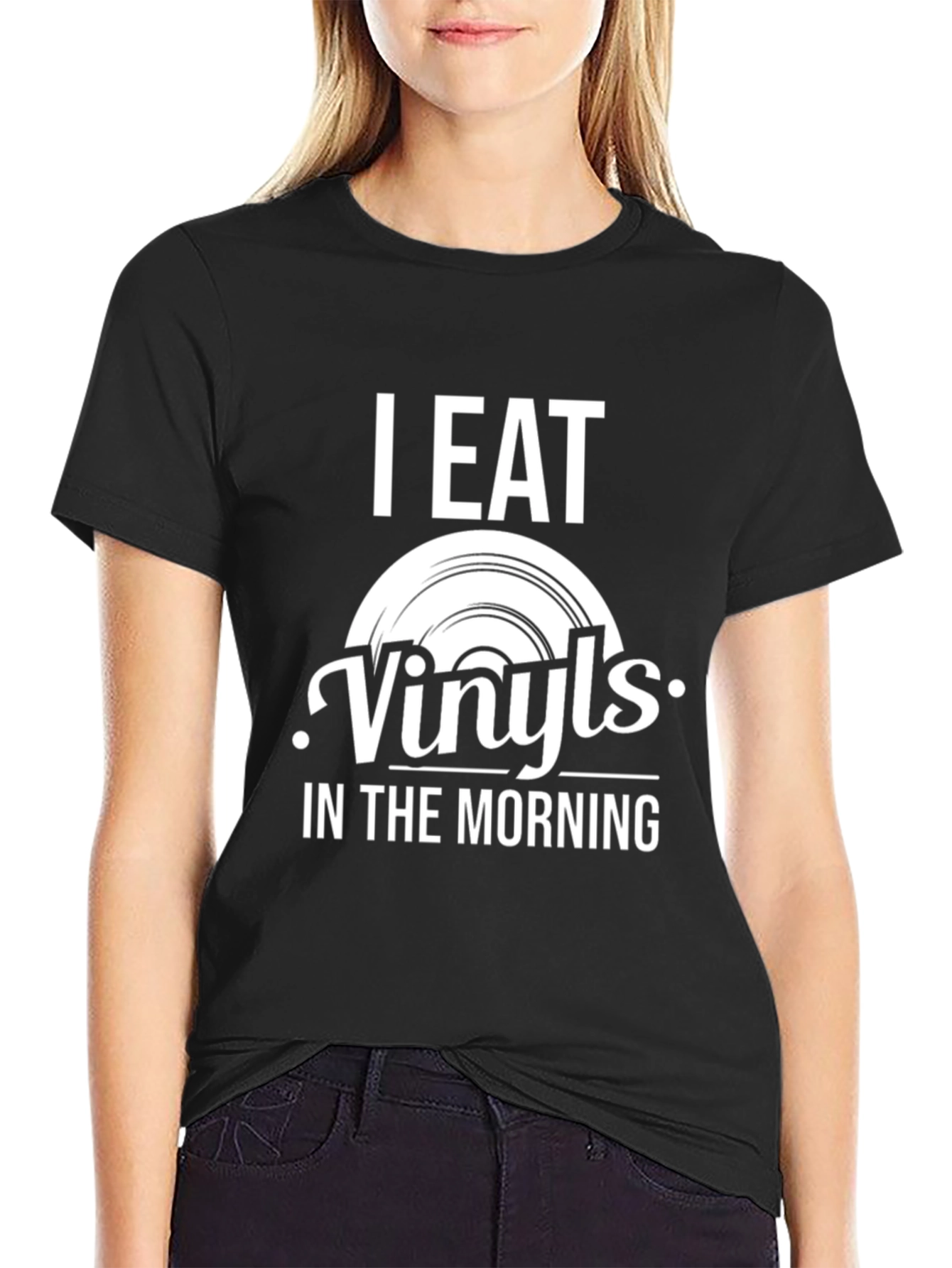 I Eat Vinyls in the Morning Black T-Shirt