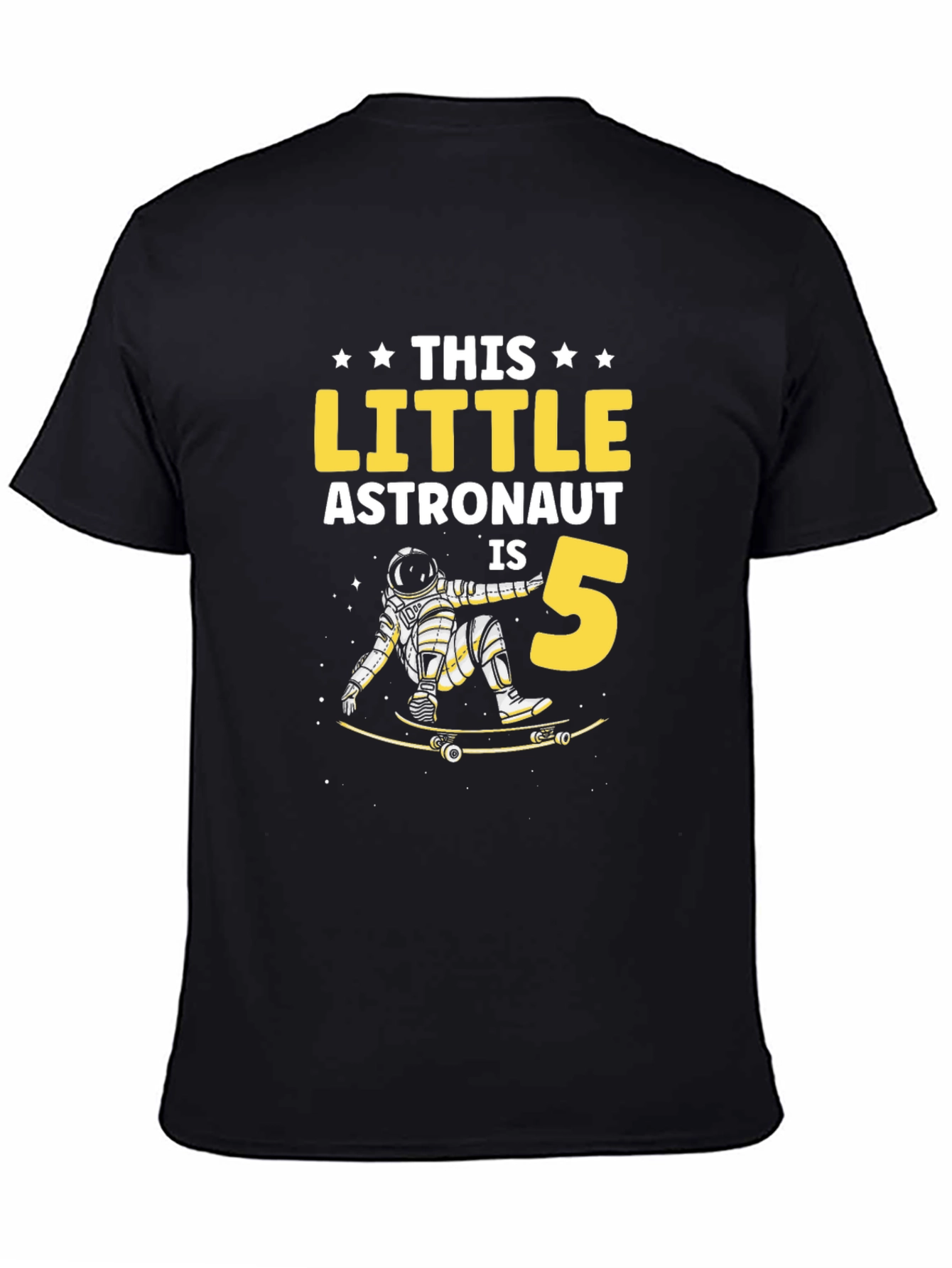 Little Astronaut 5th Birthday T-Shirt - Space Skateboard