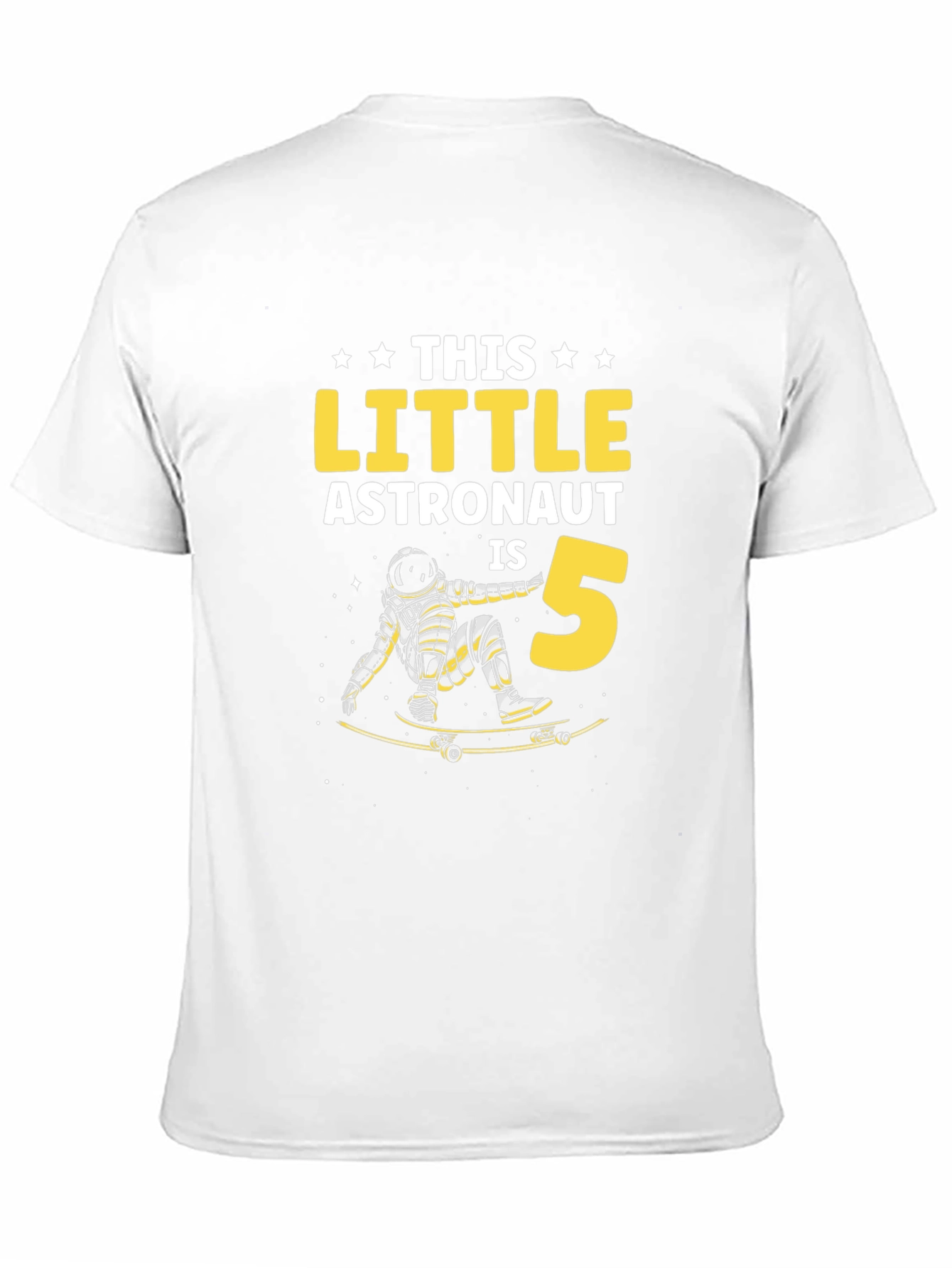 Little Astronaut 5th Birthday T-Shirt - Space Skateboard