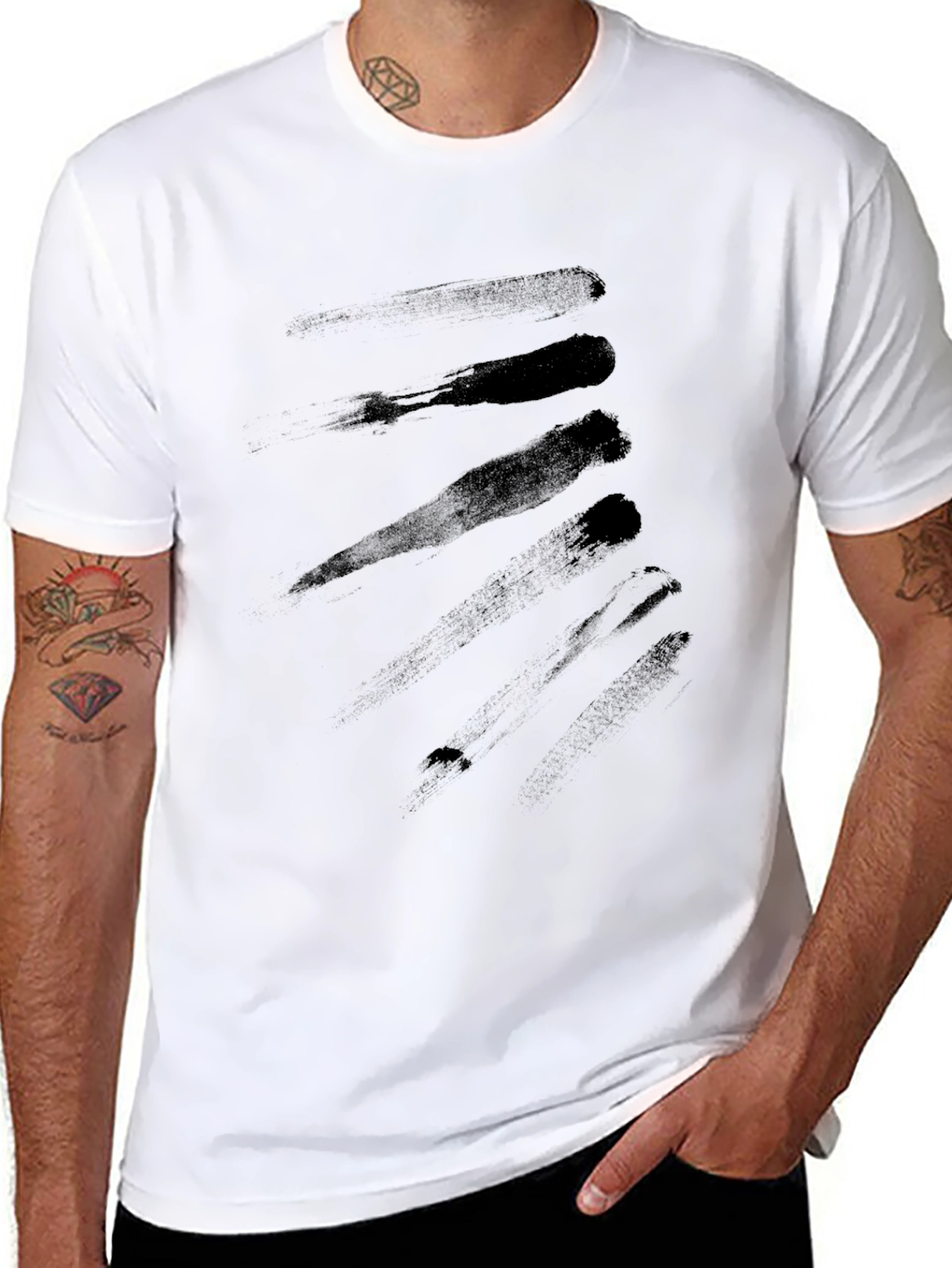 Minimalist Black Brushstroke Graphic T-Shirt