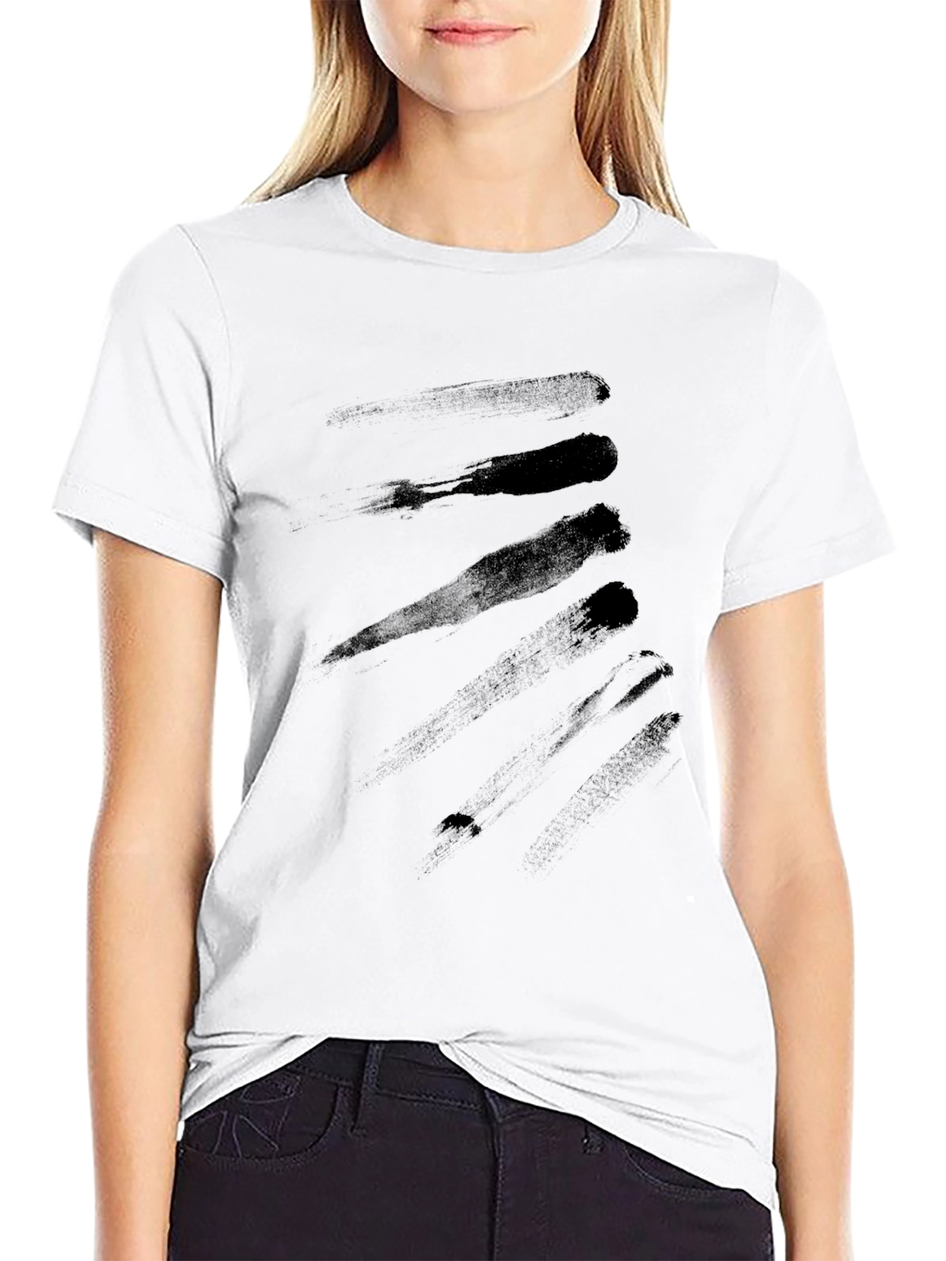 Minimalist Black Brushstroke Graphic T-Shirt