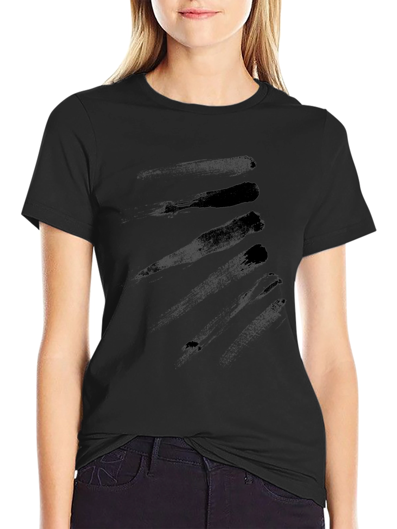 Minimalist Black Brushstroke Graphic T-Shirt