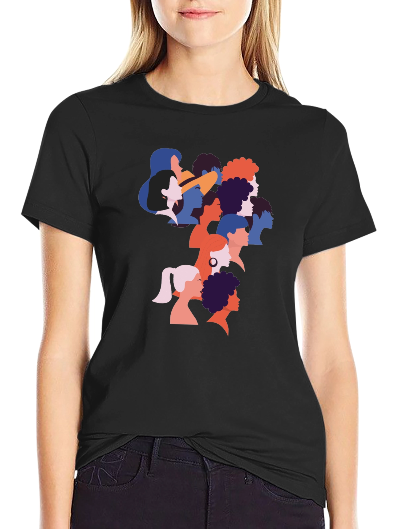 Diverse Faces Graphic T-Shirt - Black