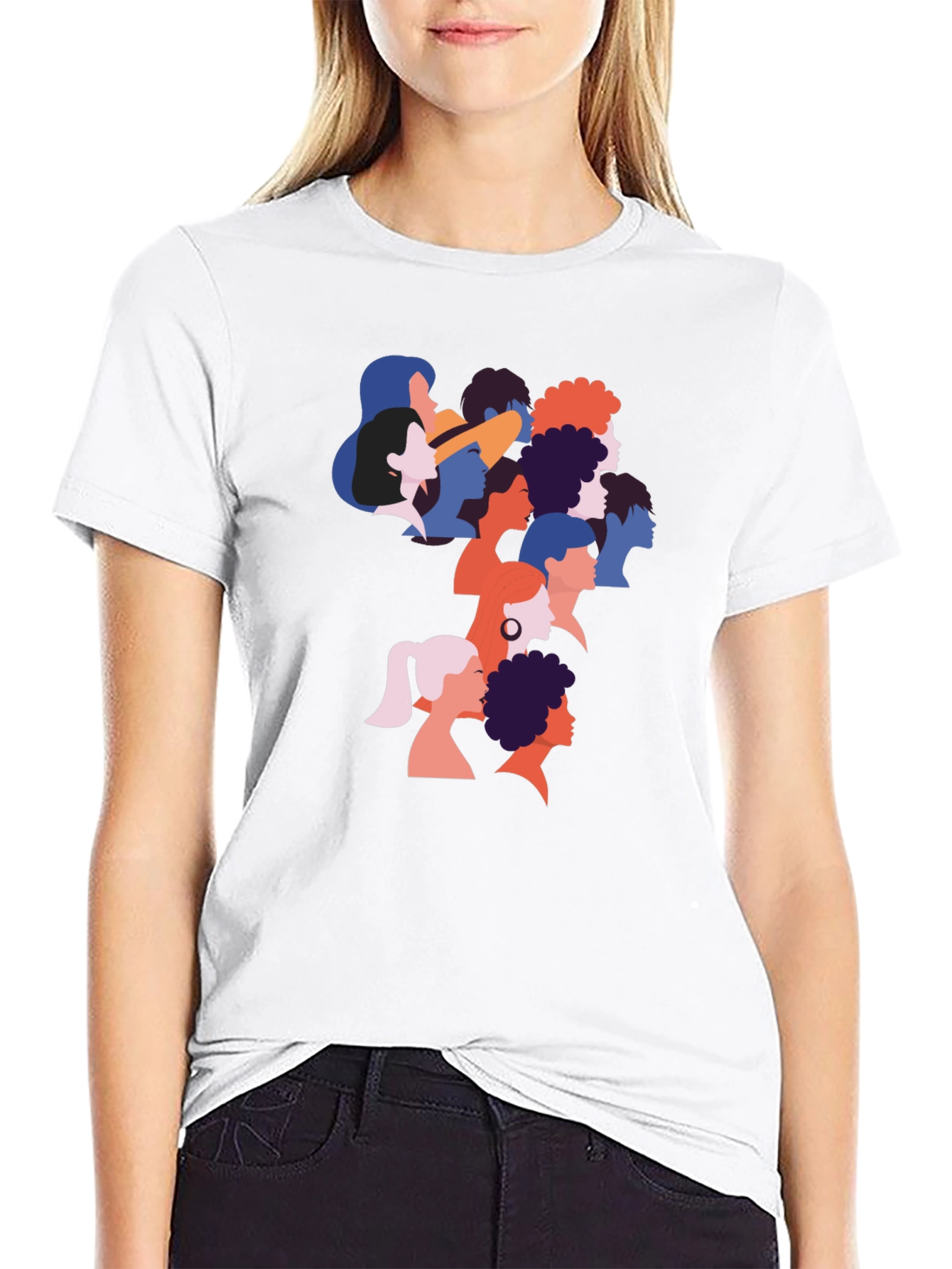 Diverse Faces Graphic T-Shirt - Black