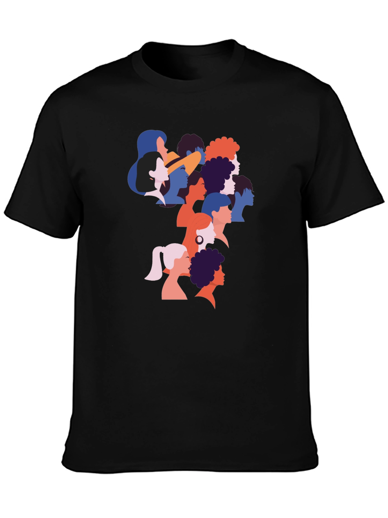 Diverse Faces Graphic T-Shirt - Black