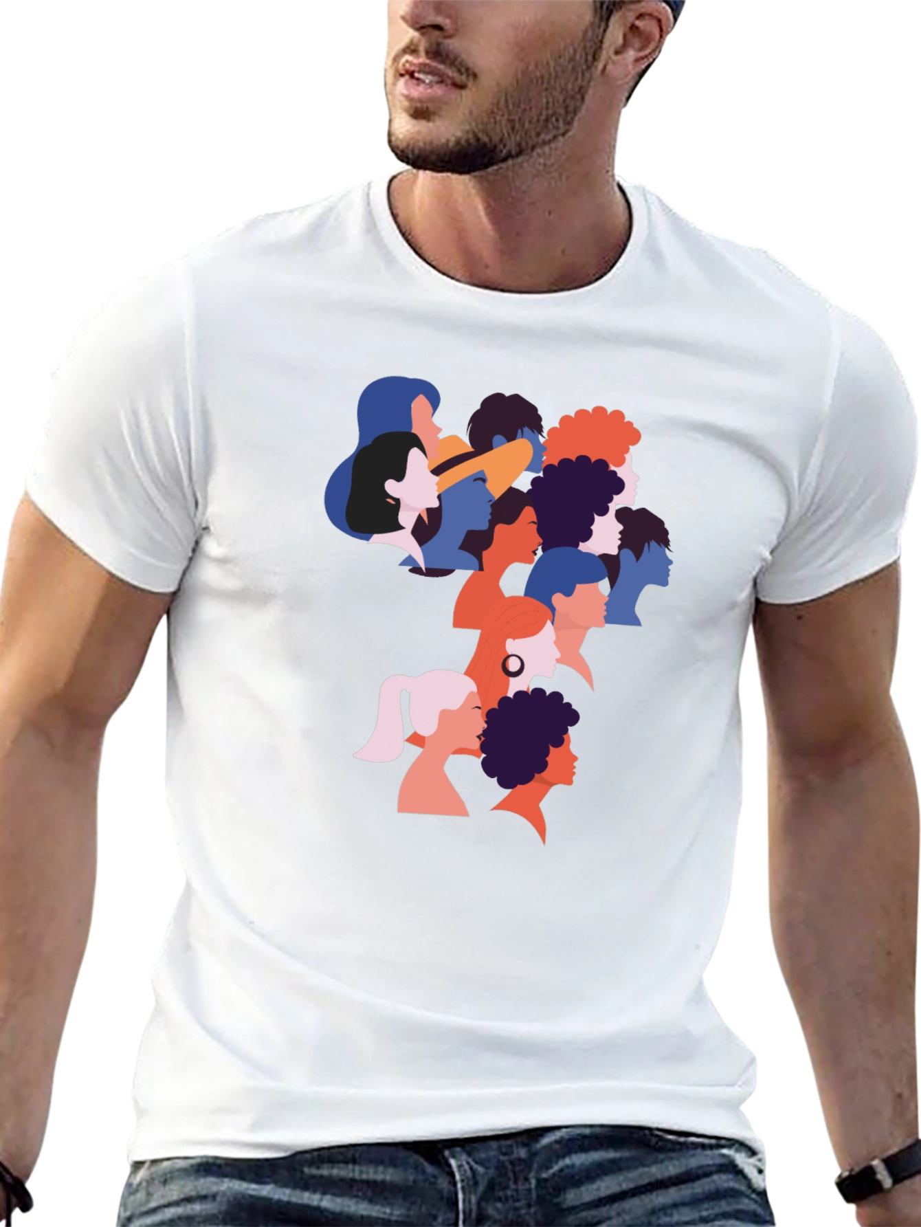 Diverse Faces Graphic T-Shirt - Black