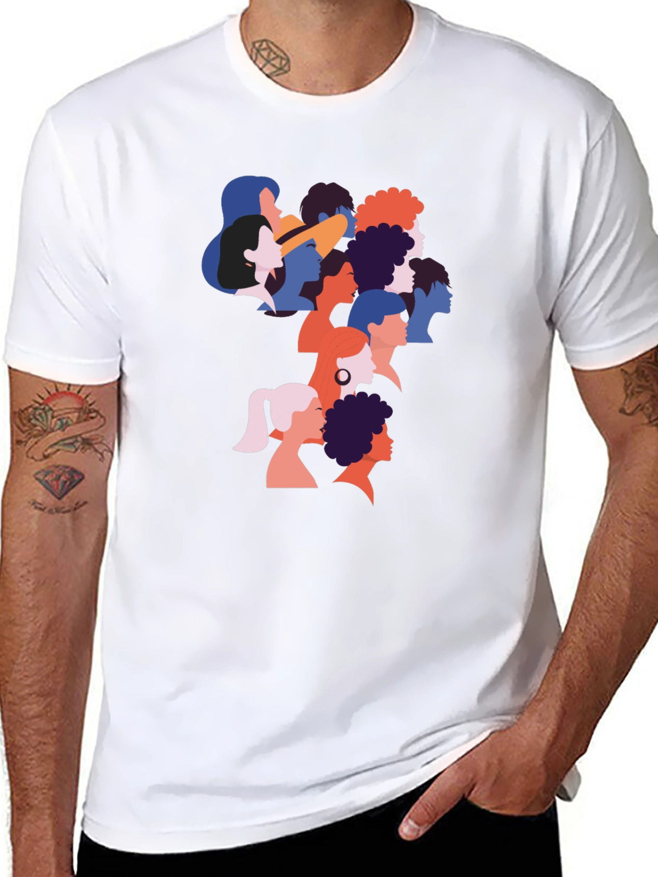 Diverse Faces Graphic T-Shirt - Black