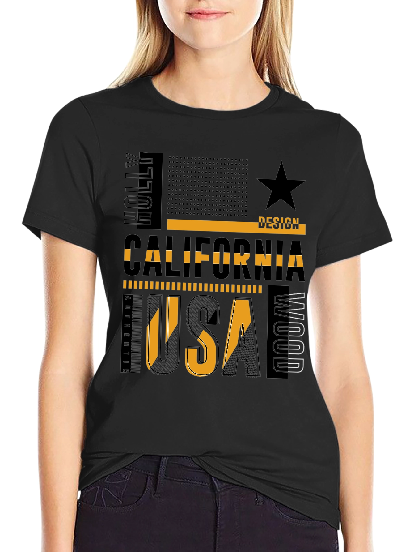 California USA Graphic Tee - Black