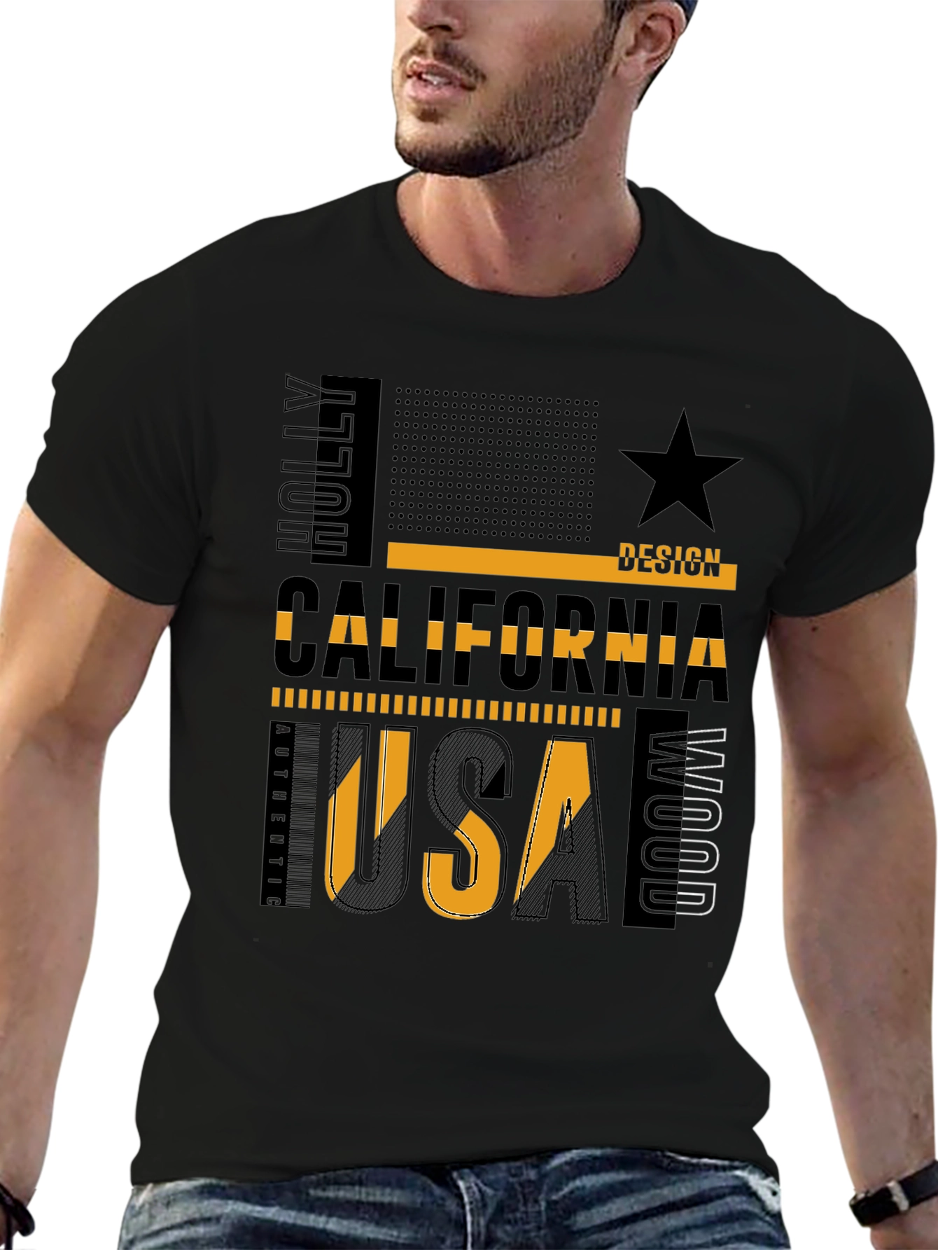 California USA Graphic Tee - Black