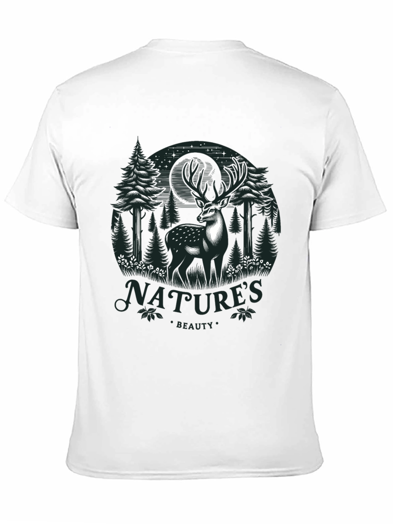 Natures Beauty Deer Graphic Black T-Shirt