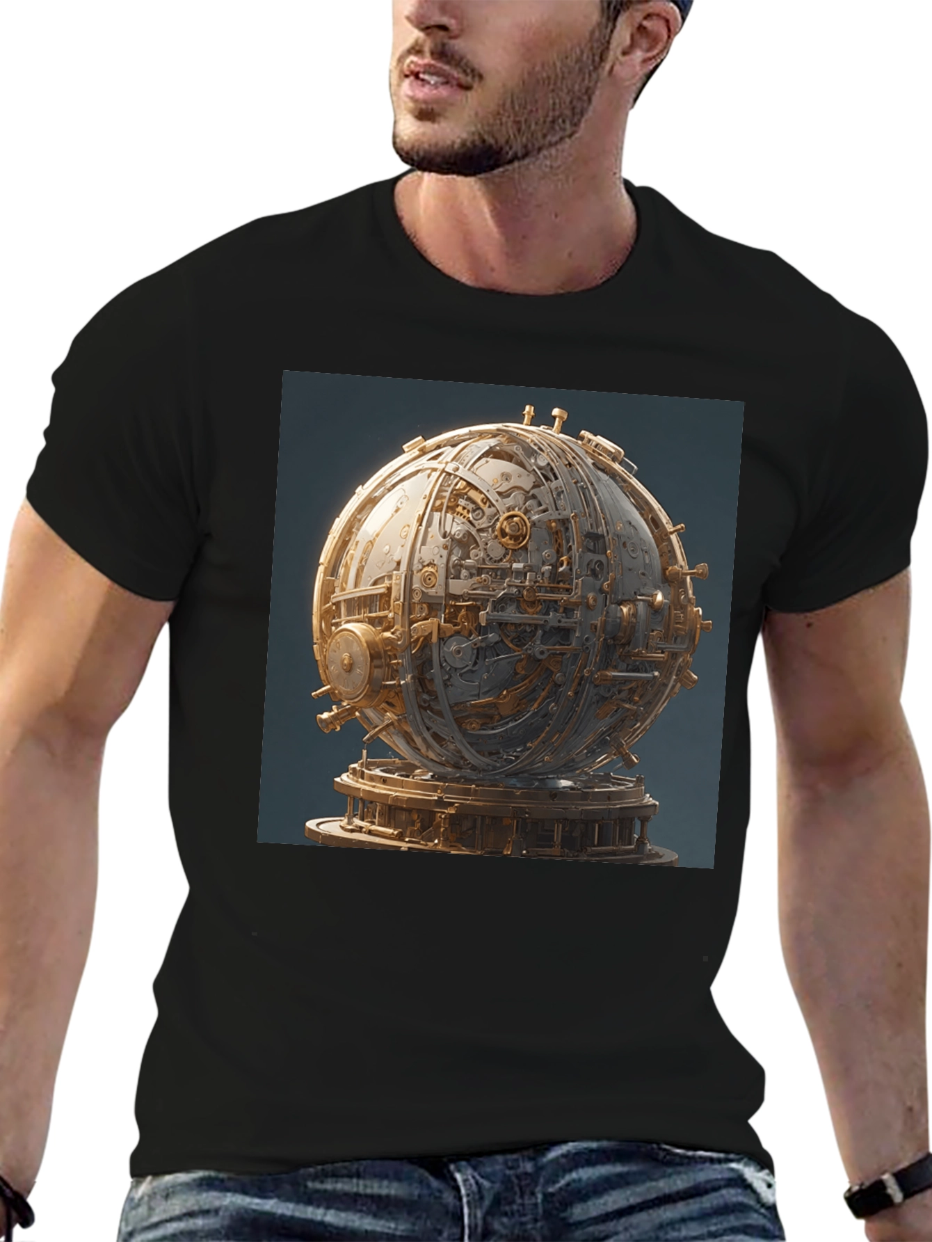 Steampunk Orb Graphic Black T-Shirt