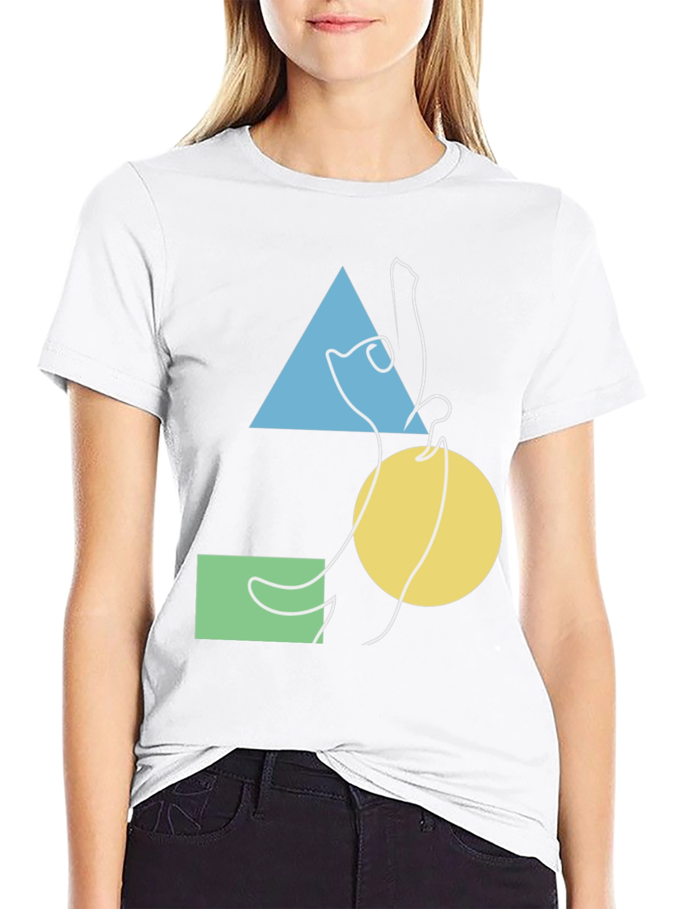Abstract Geometric Cat Graphic Tee