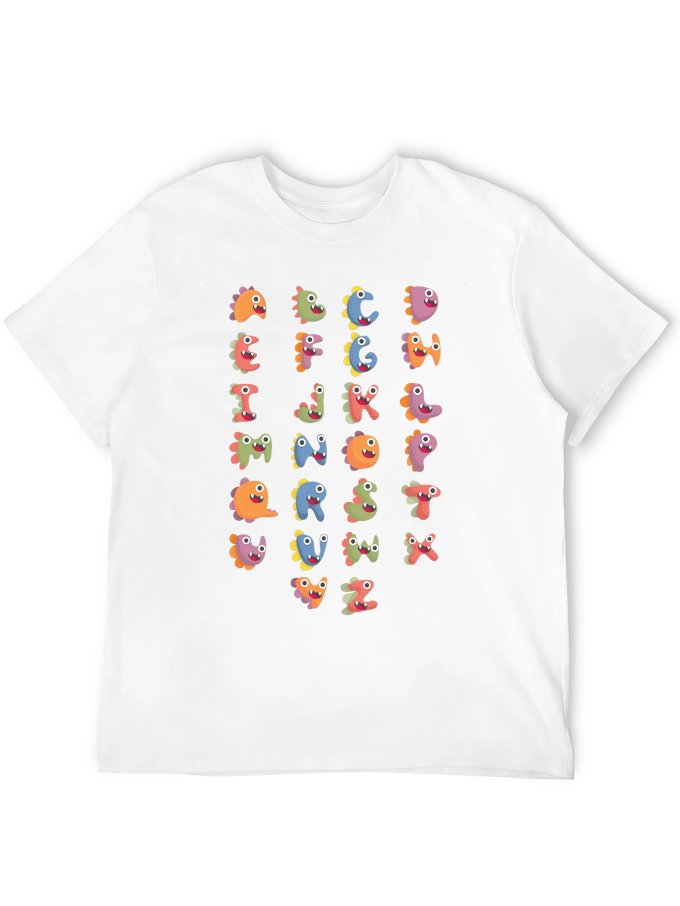 Fun Alphabet Dinosaur Print Black T-Shirt