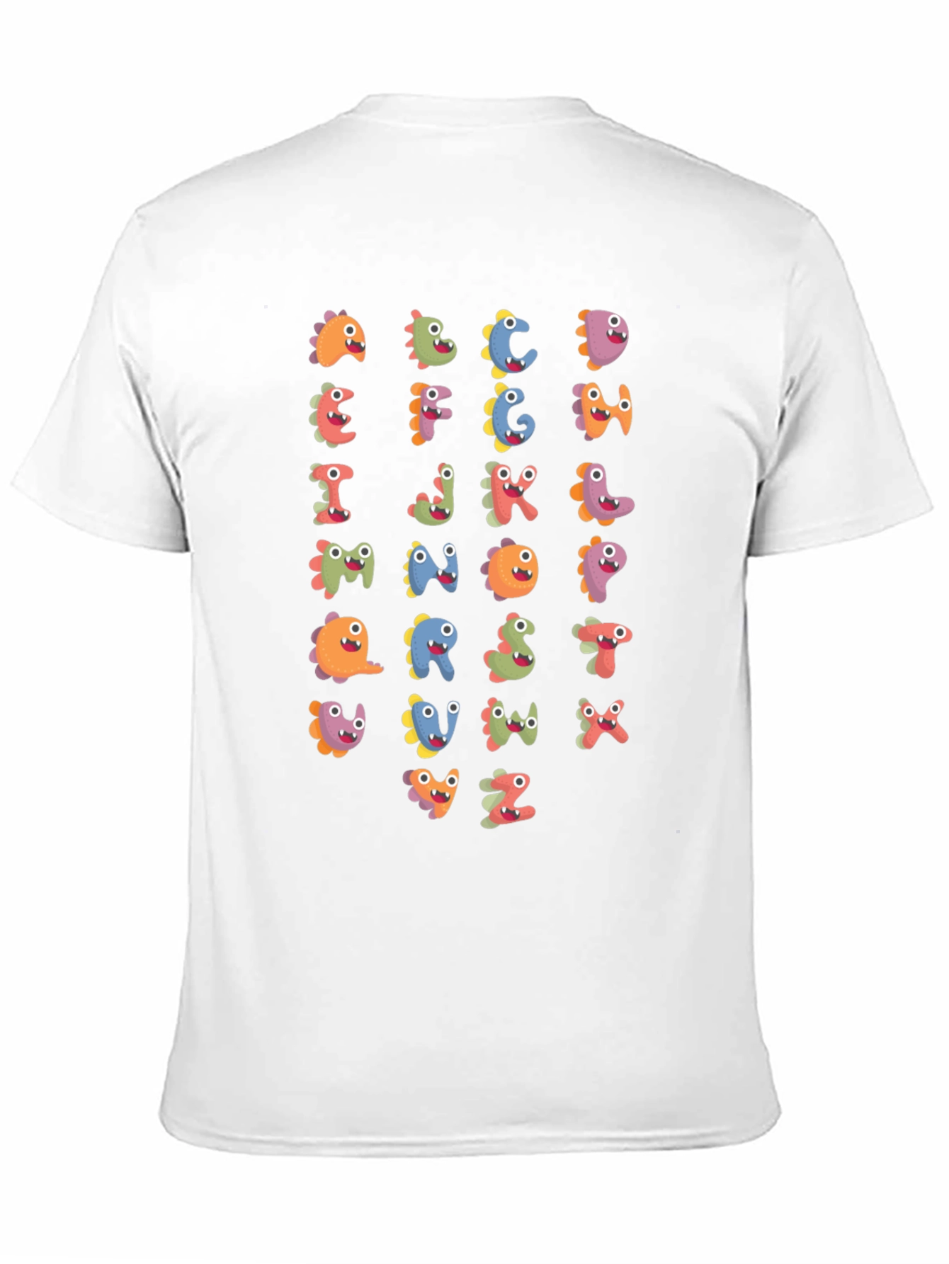Fun Alphabet Dinosaur Print Black T-Shirt