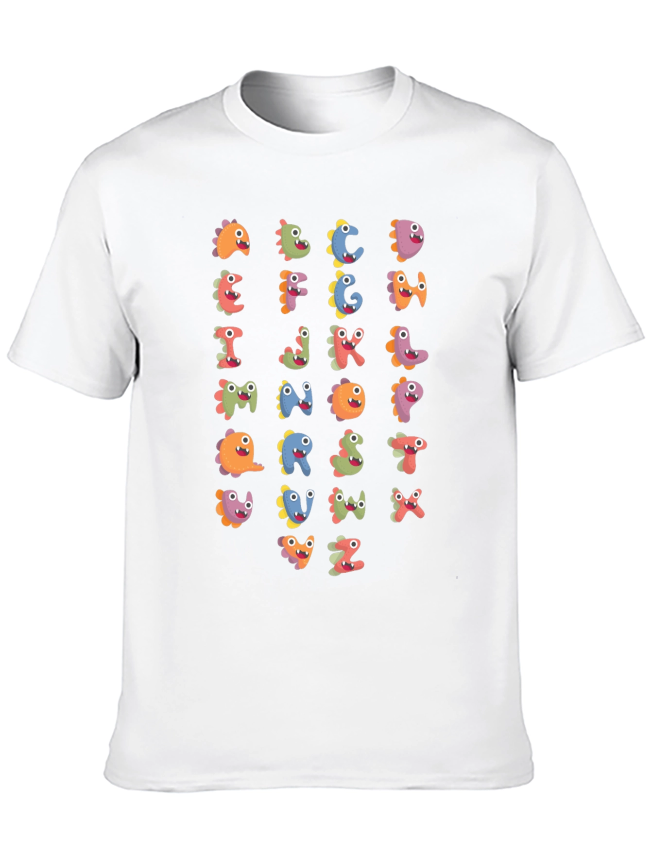 Fun Alphabet Dinosaur Print Black T-Shirt