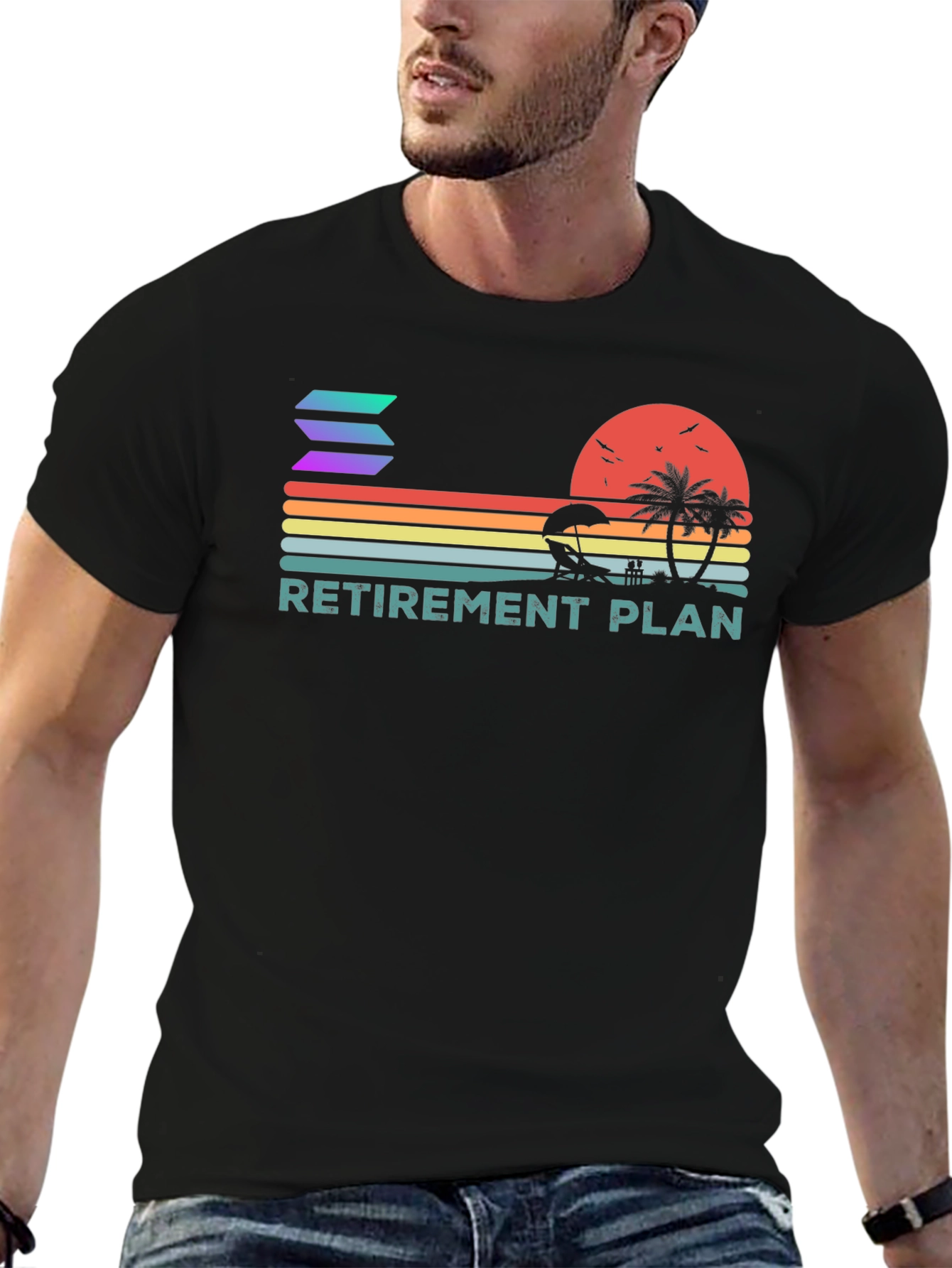 Solana Retirement Plan T-Shirt | Crypto Beach Vacation Tee