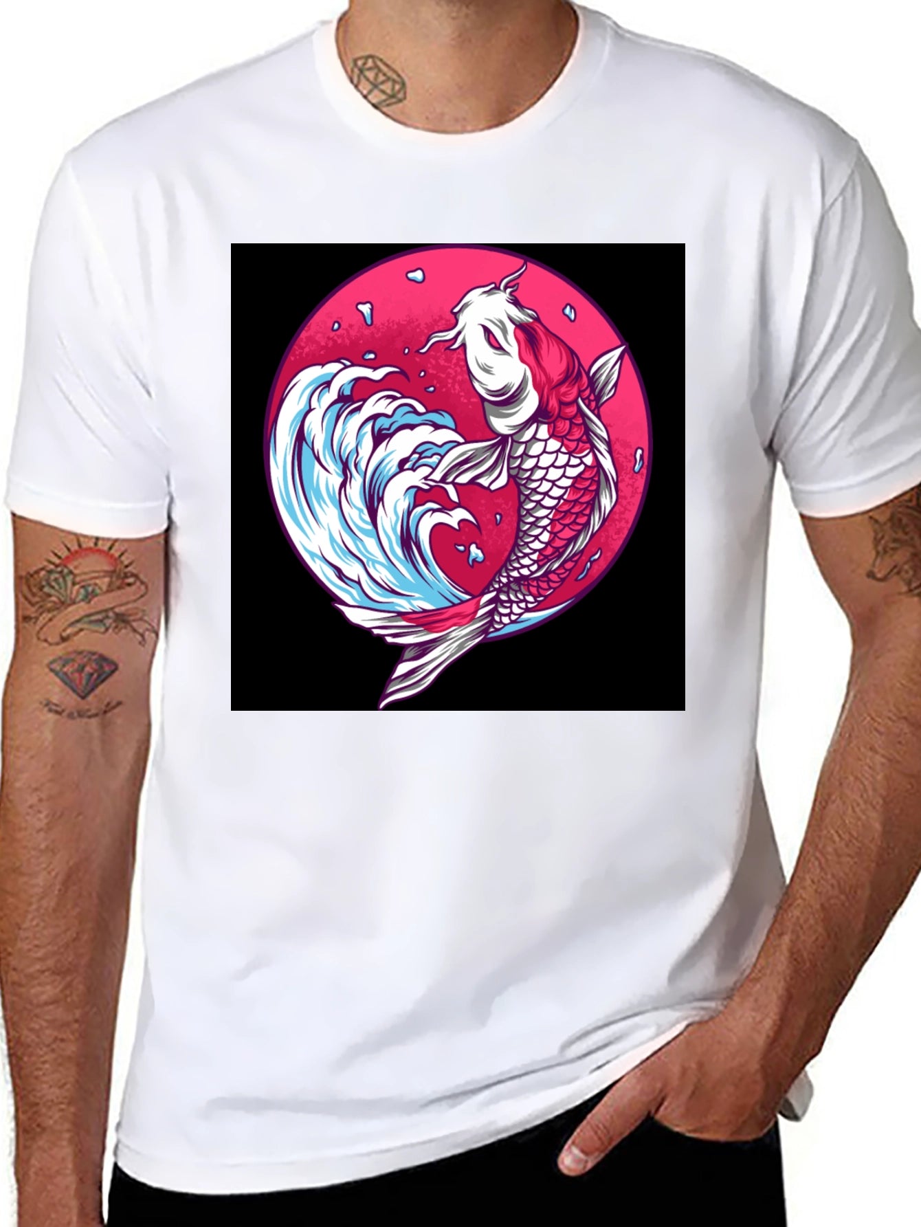 Koi Fish Graphic Tee - Unique Japanese Art Shirt