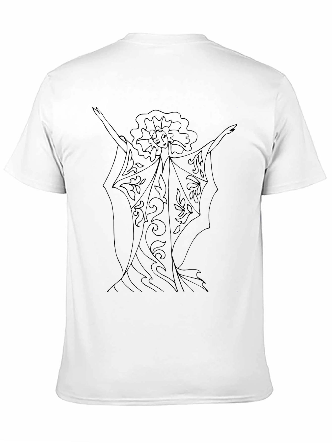 Black T-Shirt with Angelic Floral Design