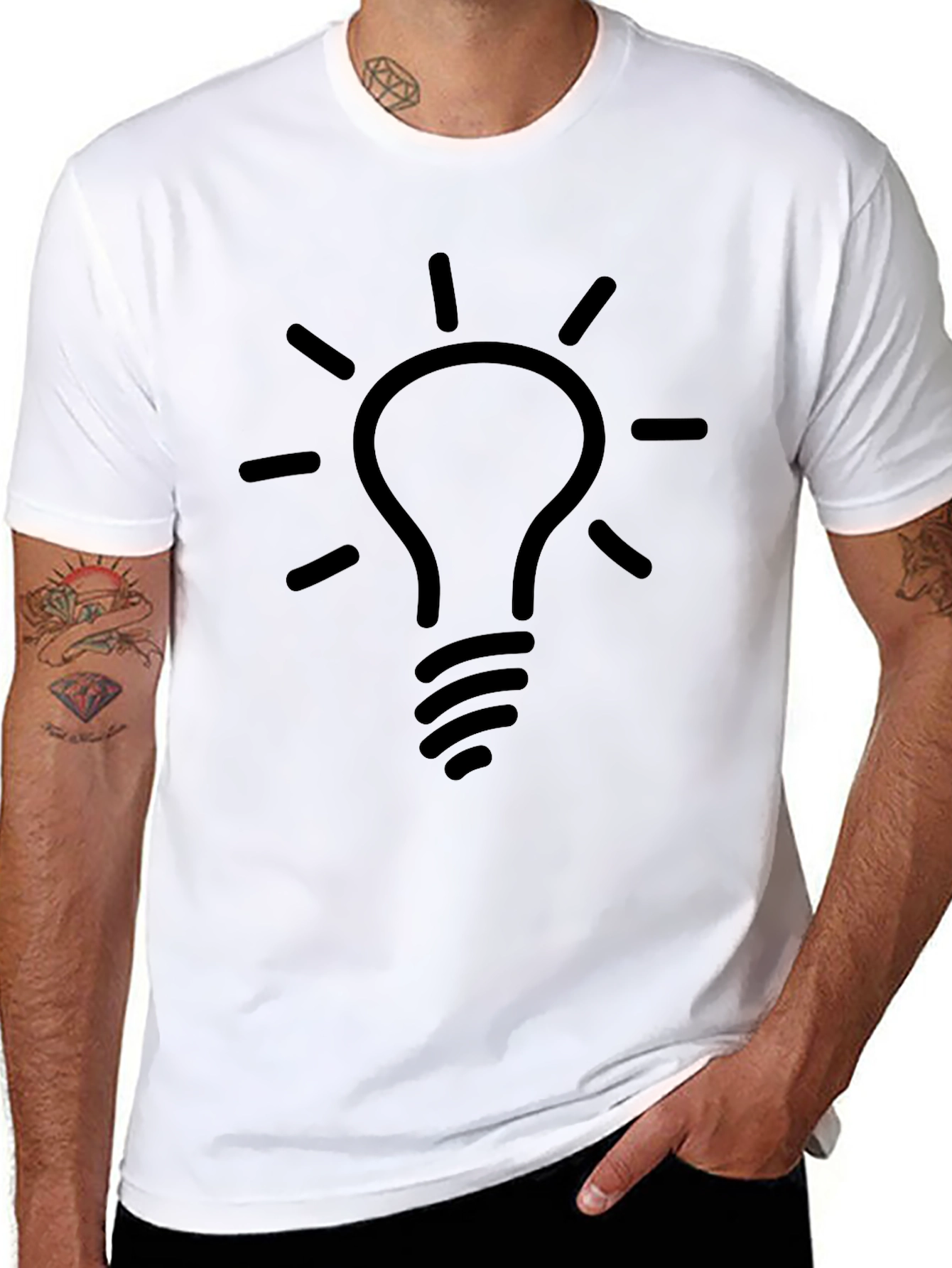 Idea Bulb Graphic T-Shirt - Black Cotton