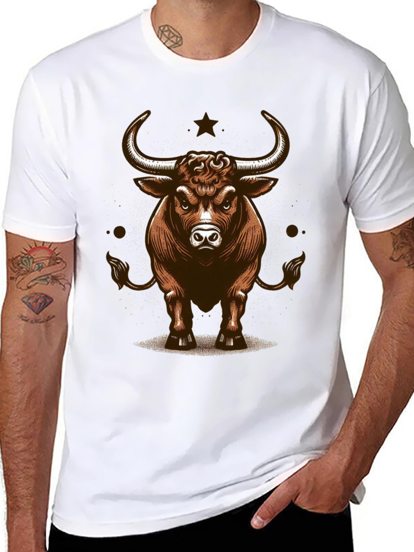 Bull Graphic Tee - Fierce Animal Print Shirt