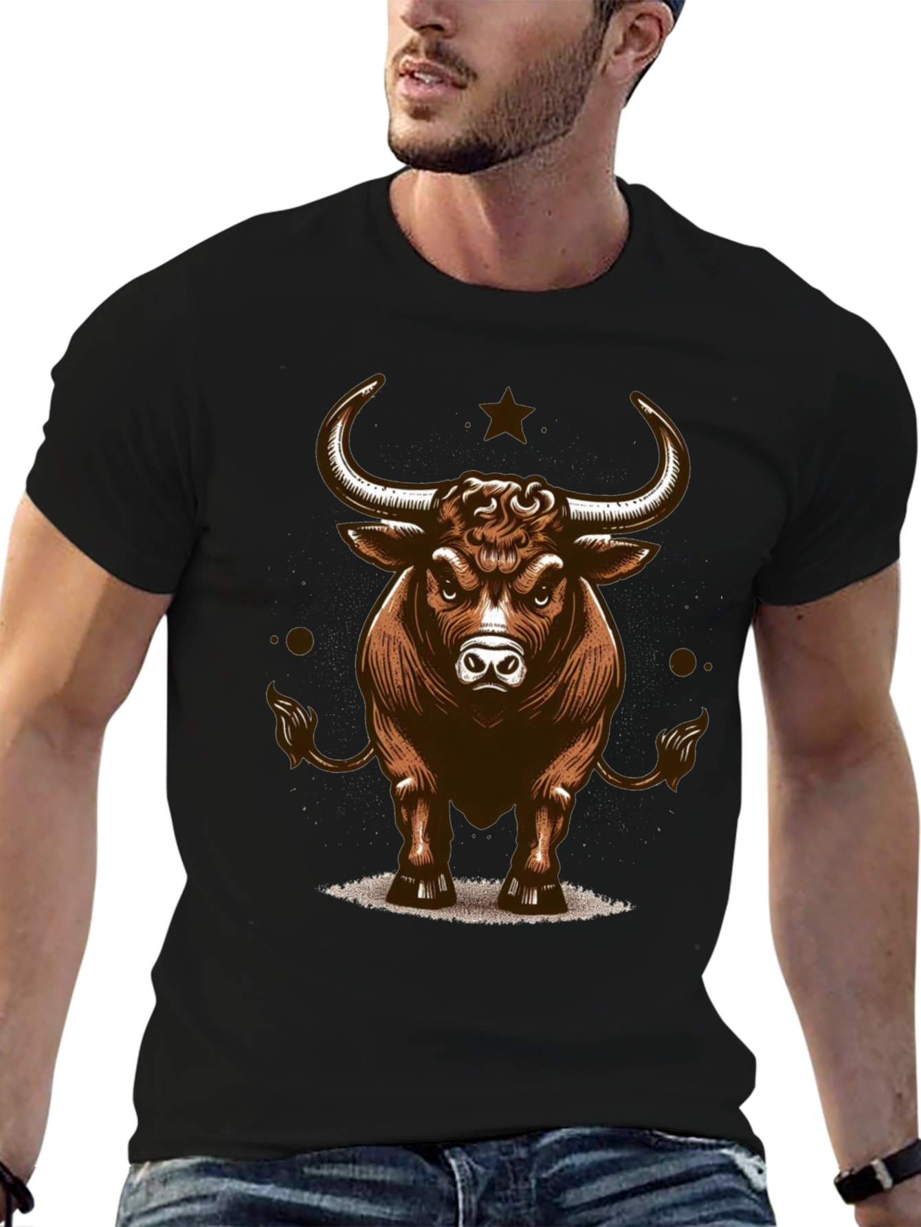 Bull Graphic Tee - Fierce Animal Print Shirt