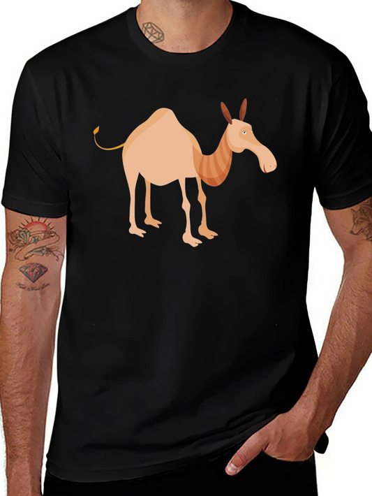 Cartoon Camel Graphic Tee - Unisex Black T-Shirt
