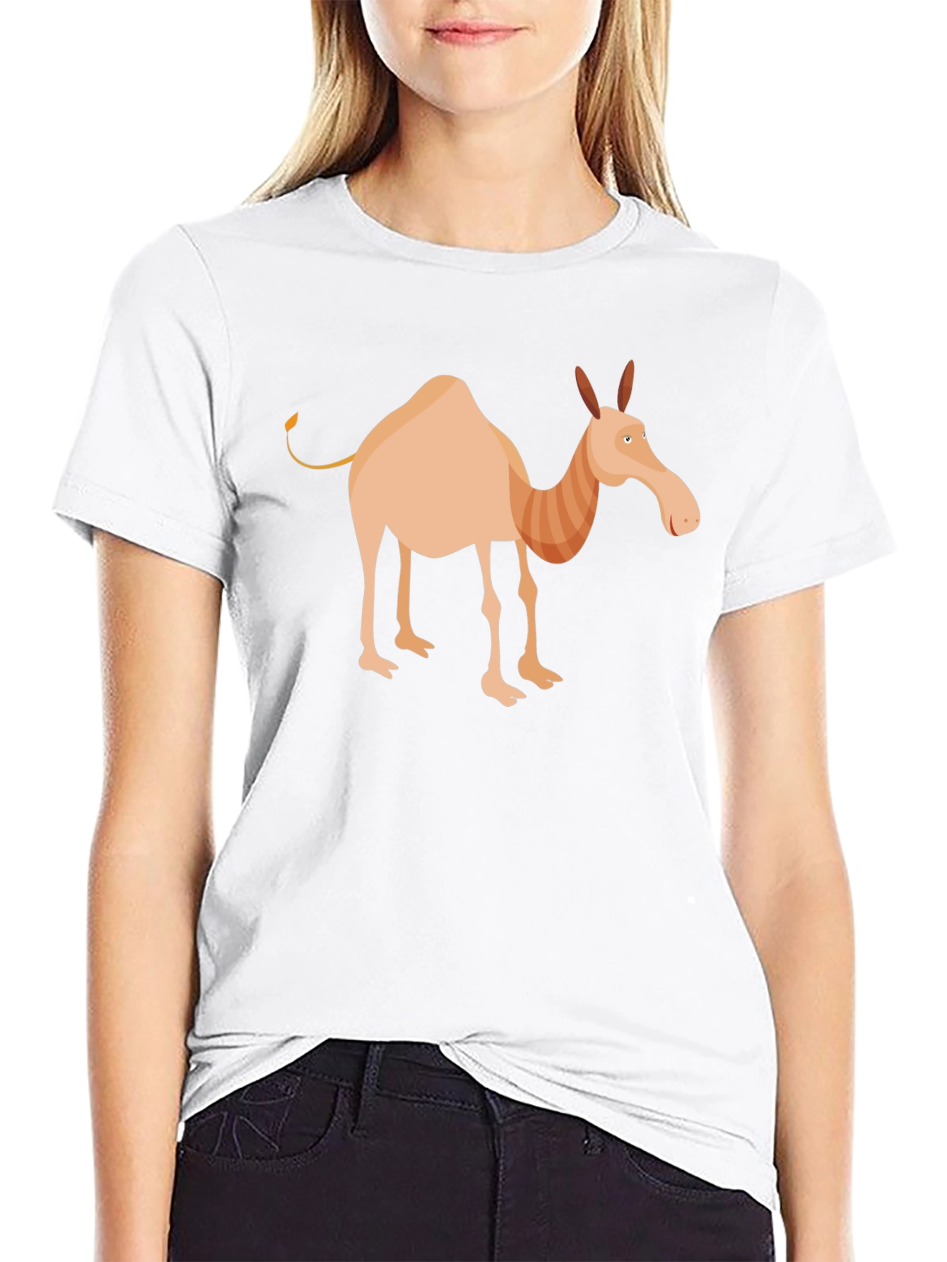 Cartoon Camel Graphic Tee - Unisex Black T-Shirt