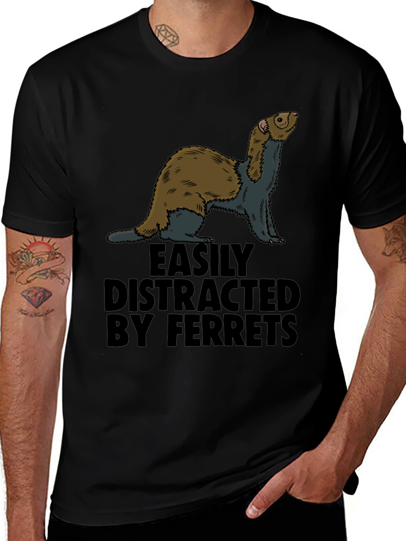 Easily Distracted By Ferrets Graphic T-Shirt