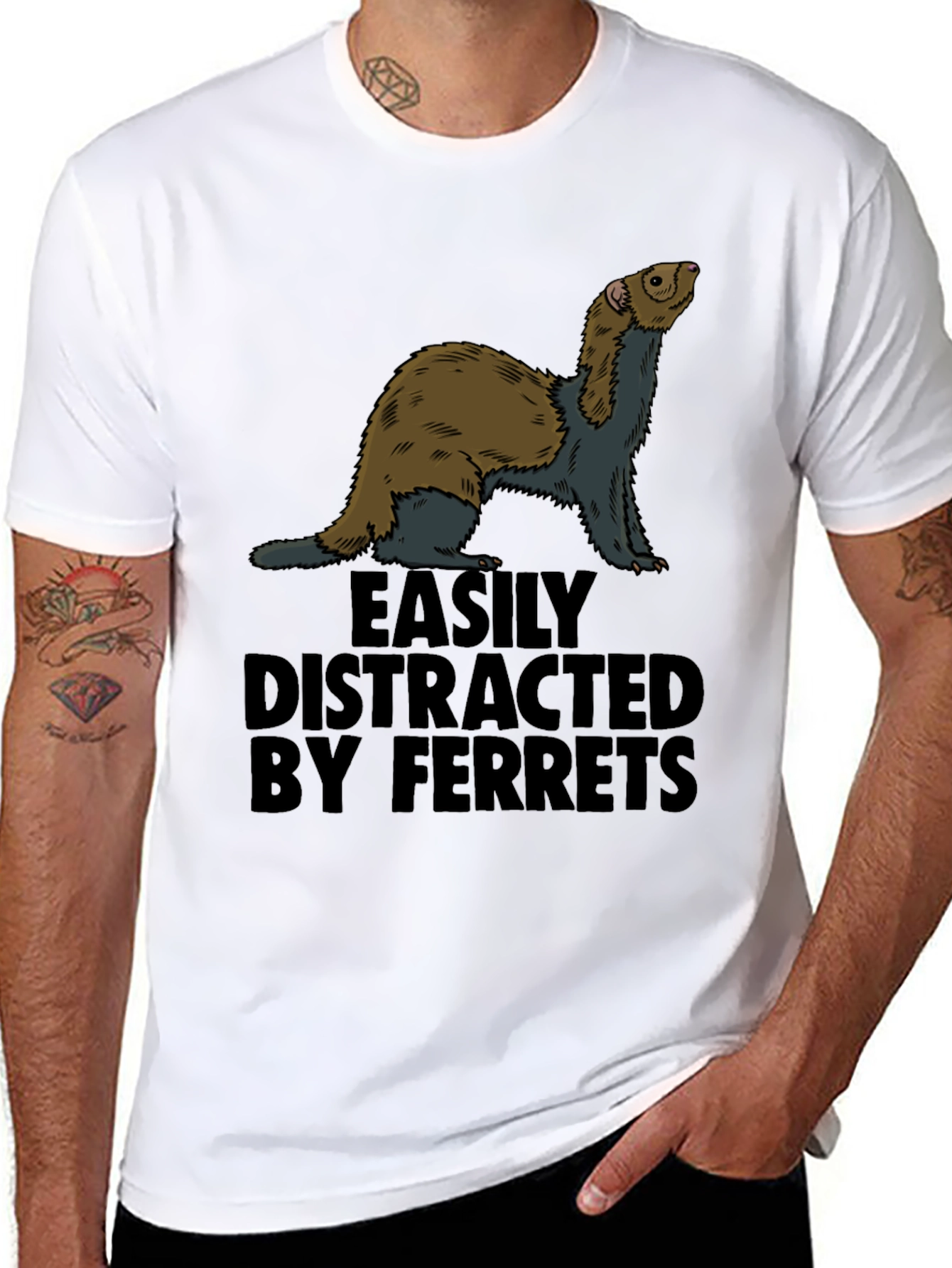 Easily Distracted By Ferrets Graphic T-Shirt