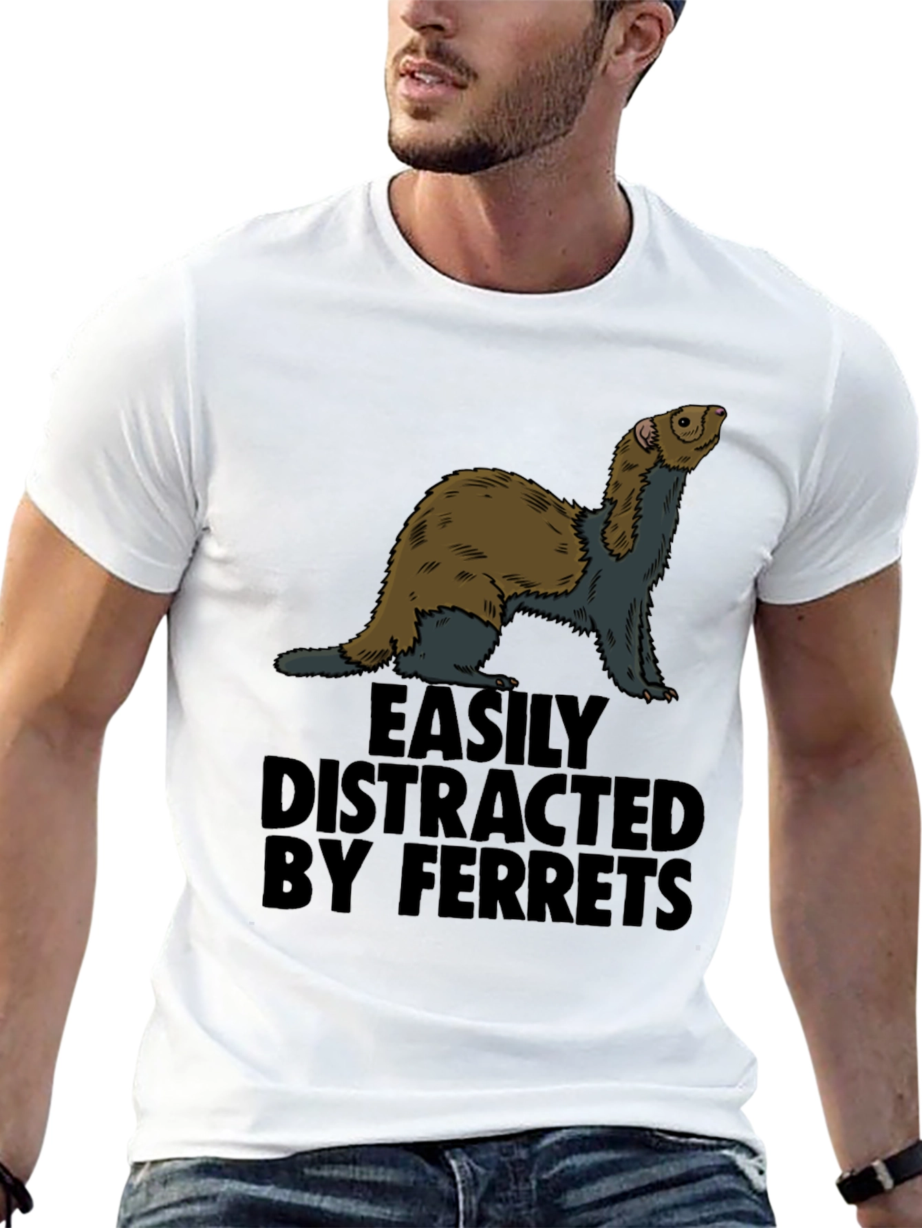 Easily Distracted By Ferrets Graphic T-Shirt