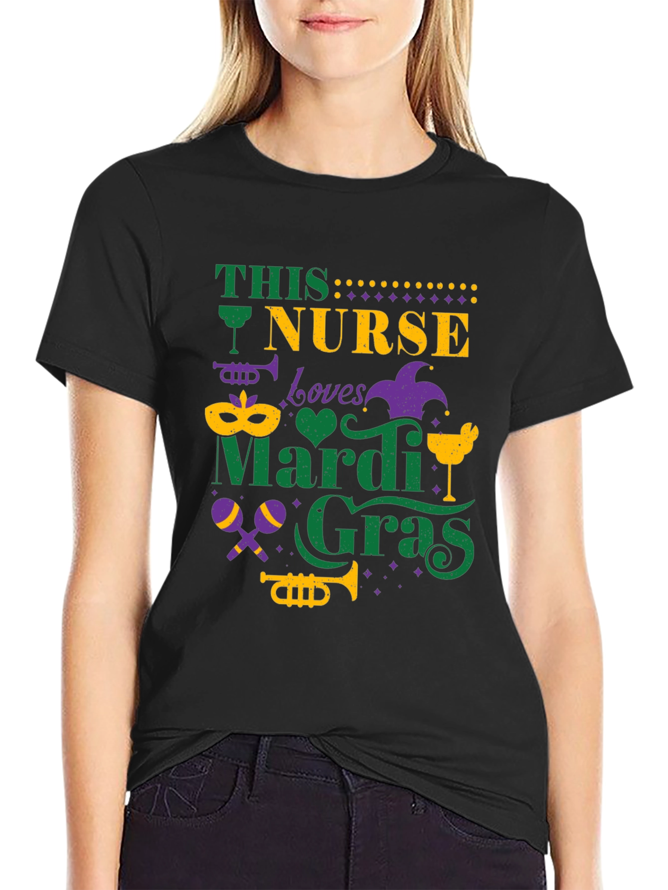 Nurse Loves Mardi Gras T-Shirt - Fun Festive Tee