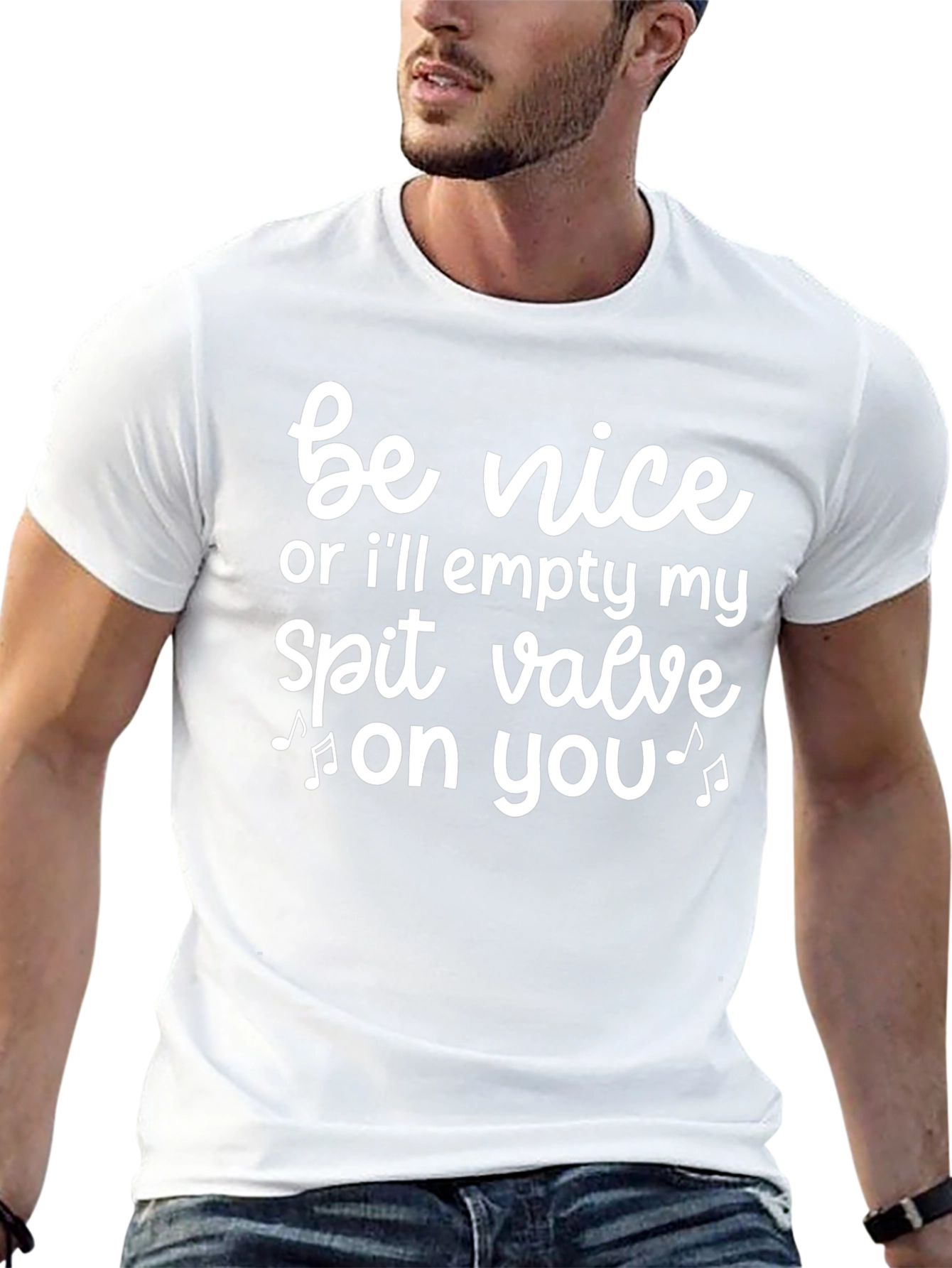 Funny Be Nice Spit Valve Musician Black T-Shirt