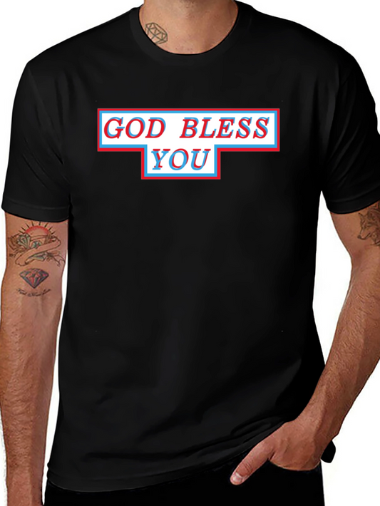 God Bless You Graphic Tee - Black Cotton Comfort