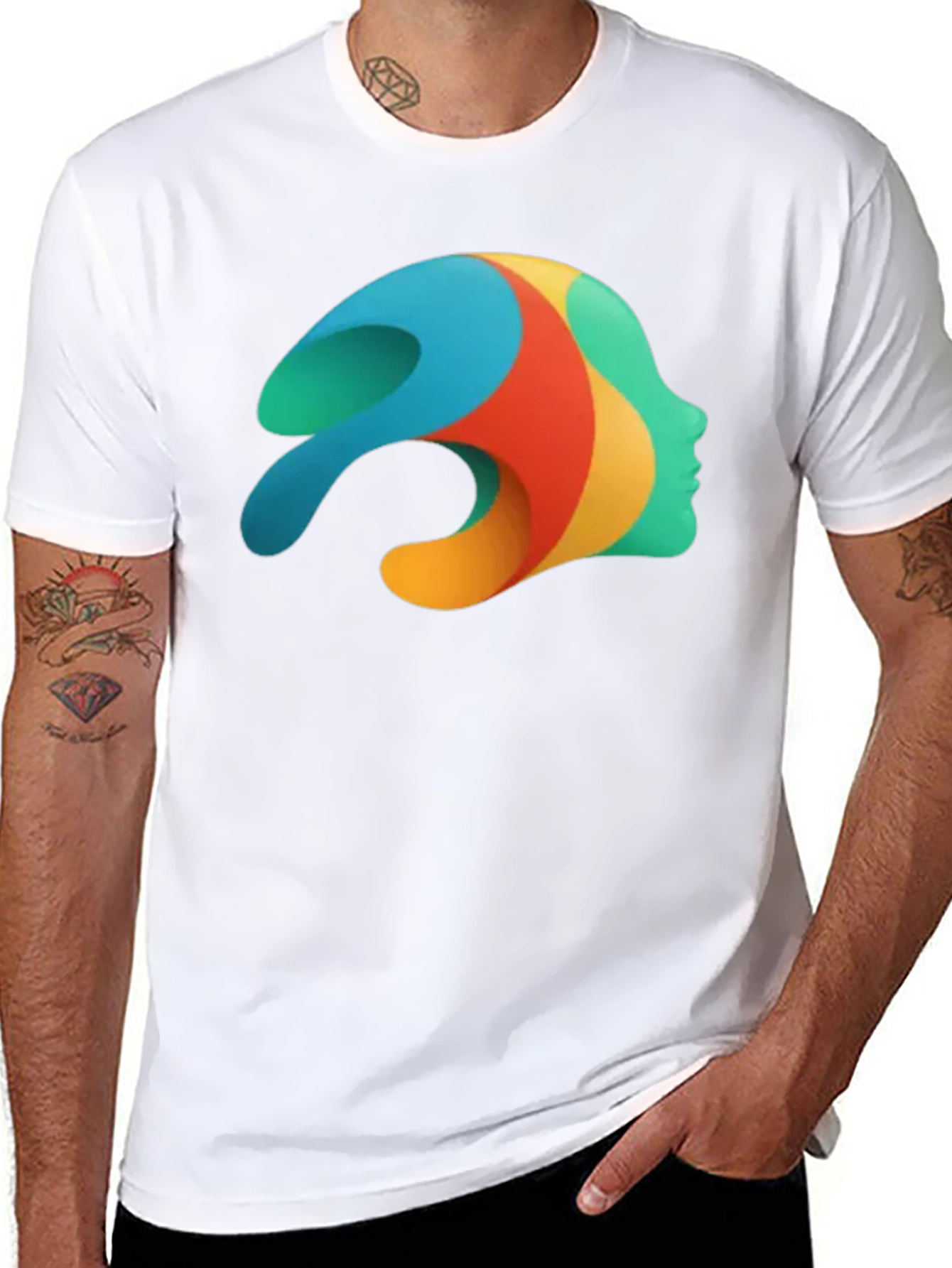 Abstract Face Graphic Black T-Shirt - Unique Art Tee