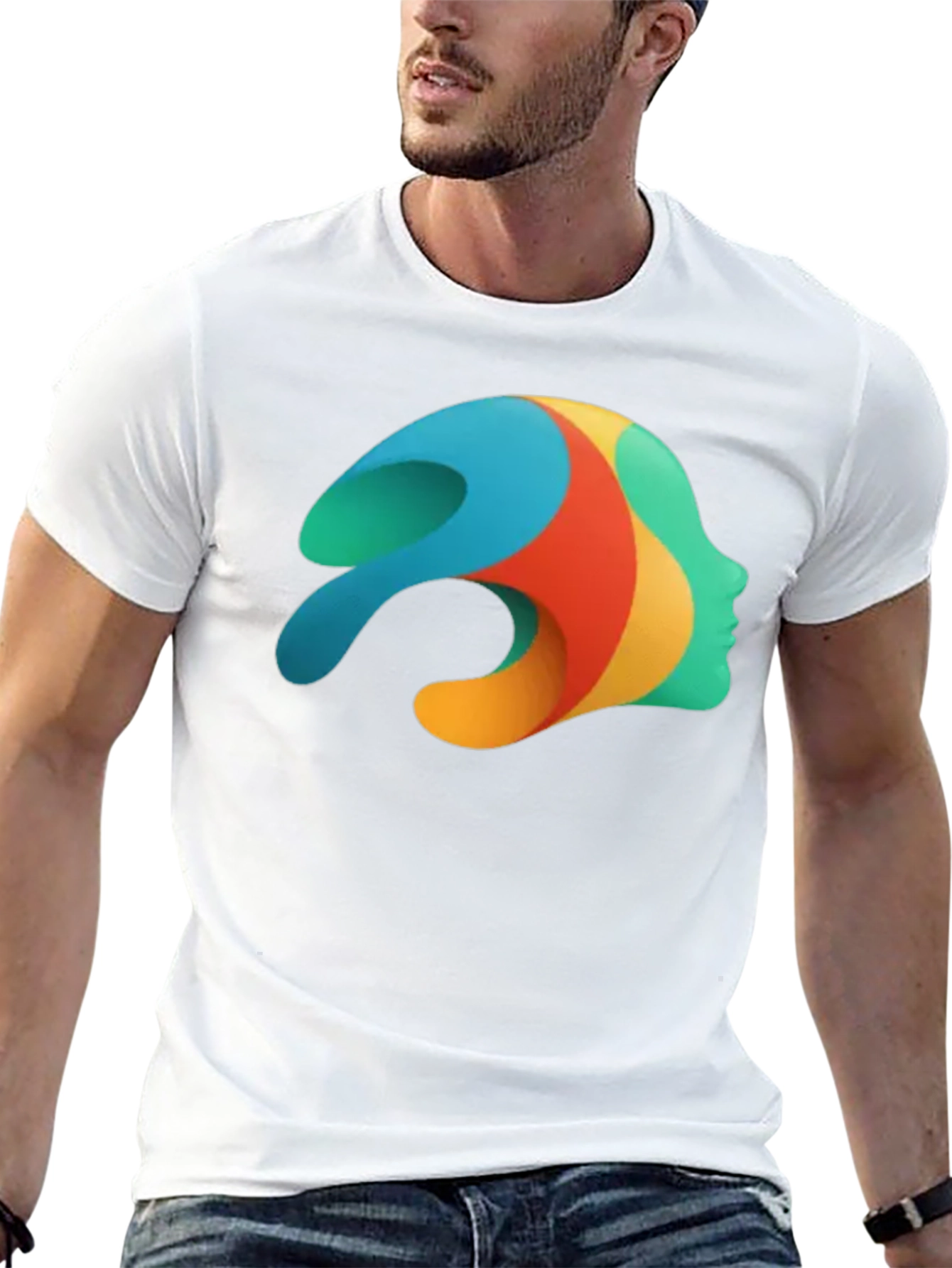 Abstract Face Graphic Black T-Shirt - Unique Art Tee