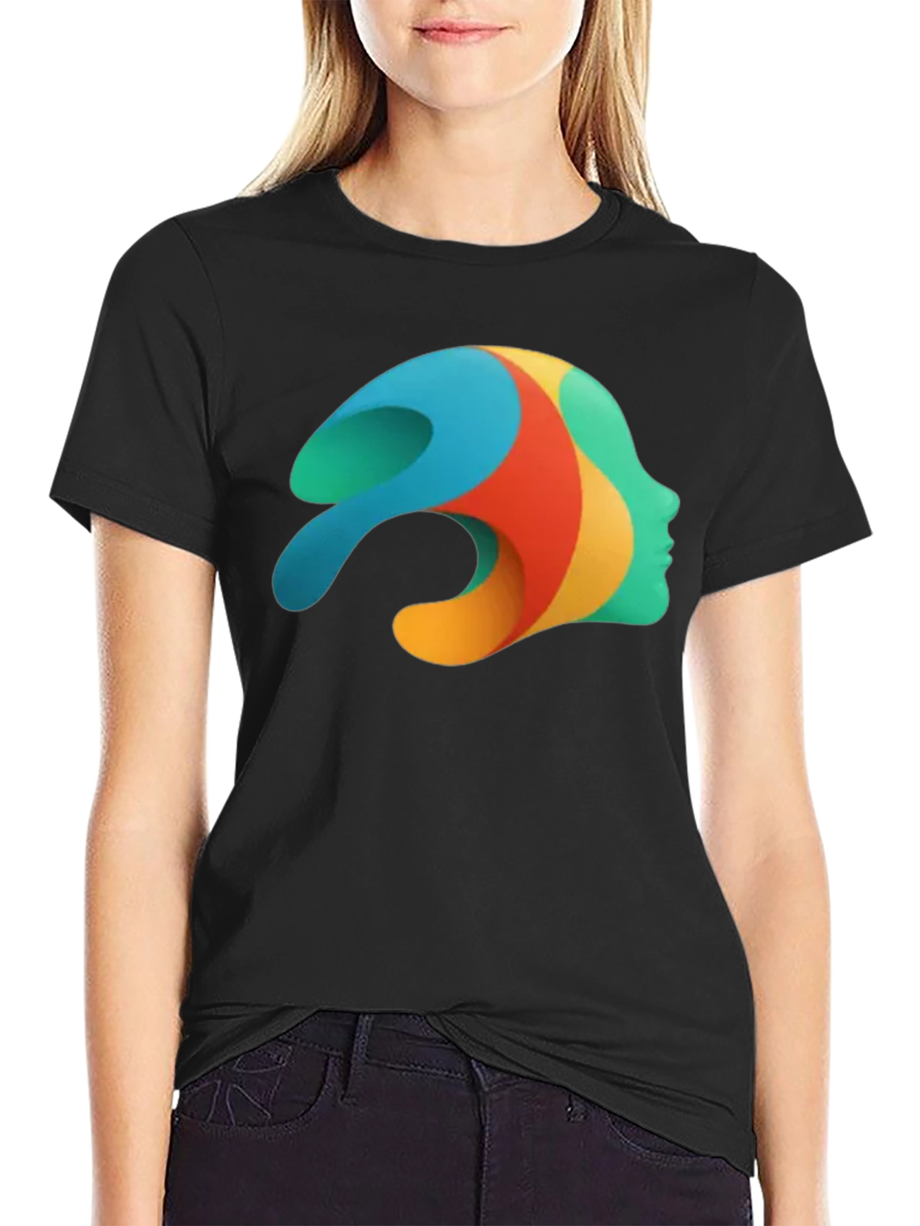 Abstract Face Graphic Black T-Shirt - Unique Art Tee