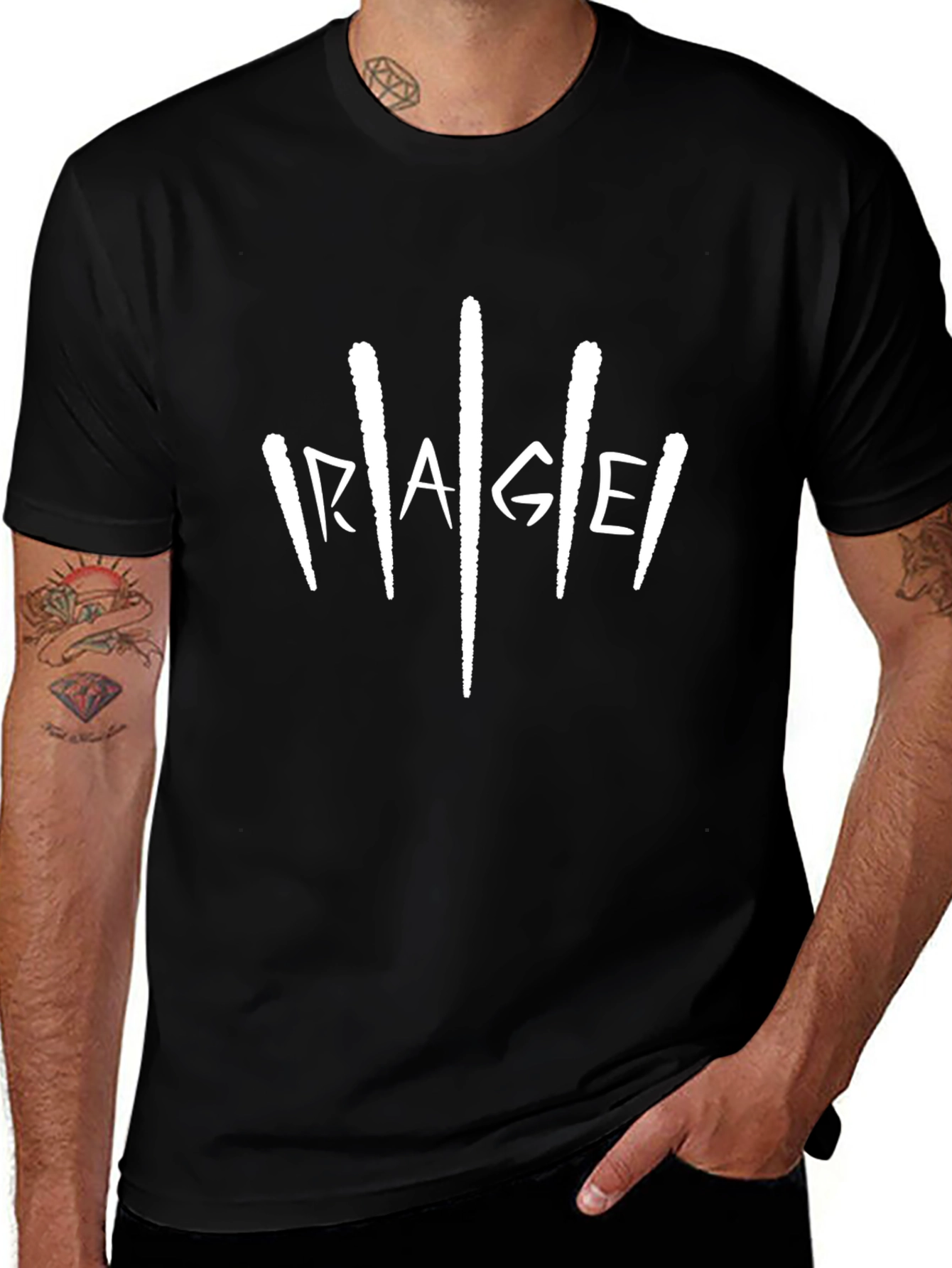 Rage Graphic Print Black T-Shirt