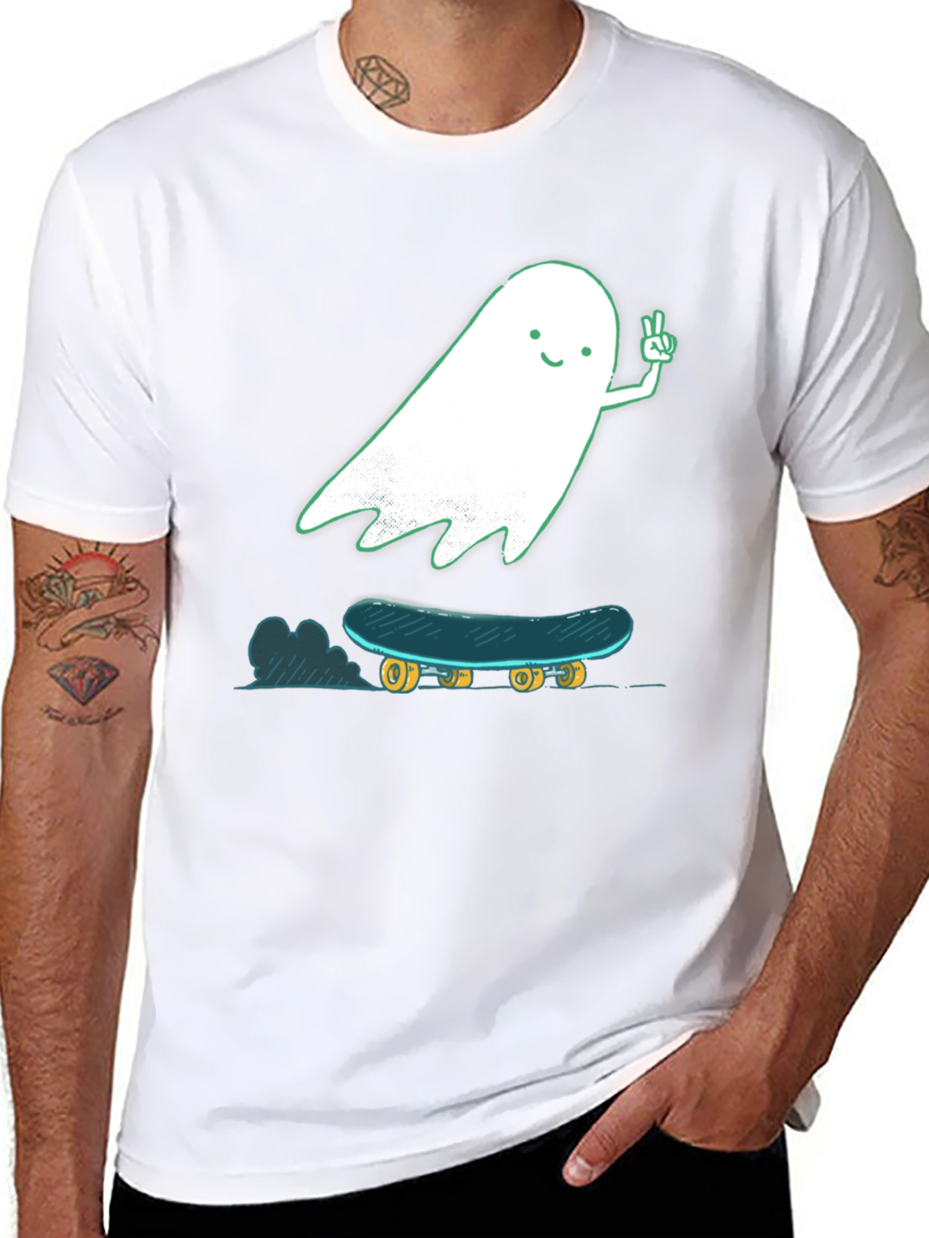 Skateboarding Ghost Graphic T-Shirt