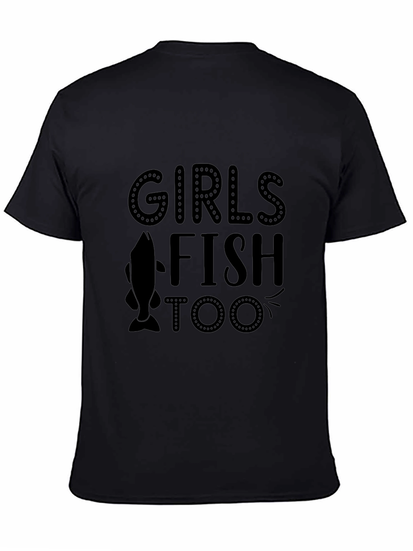 Girls Fish Too Black Graphic Tee