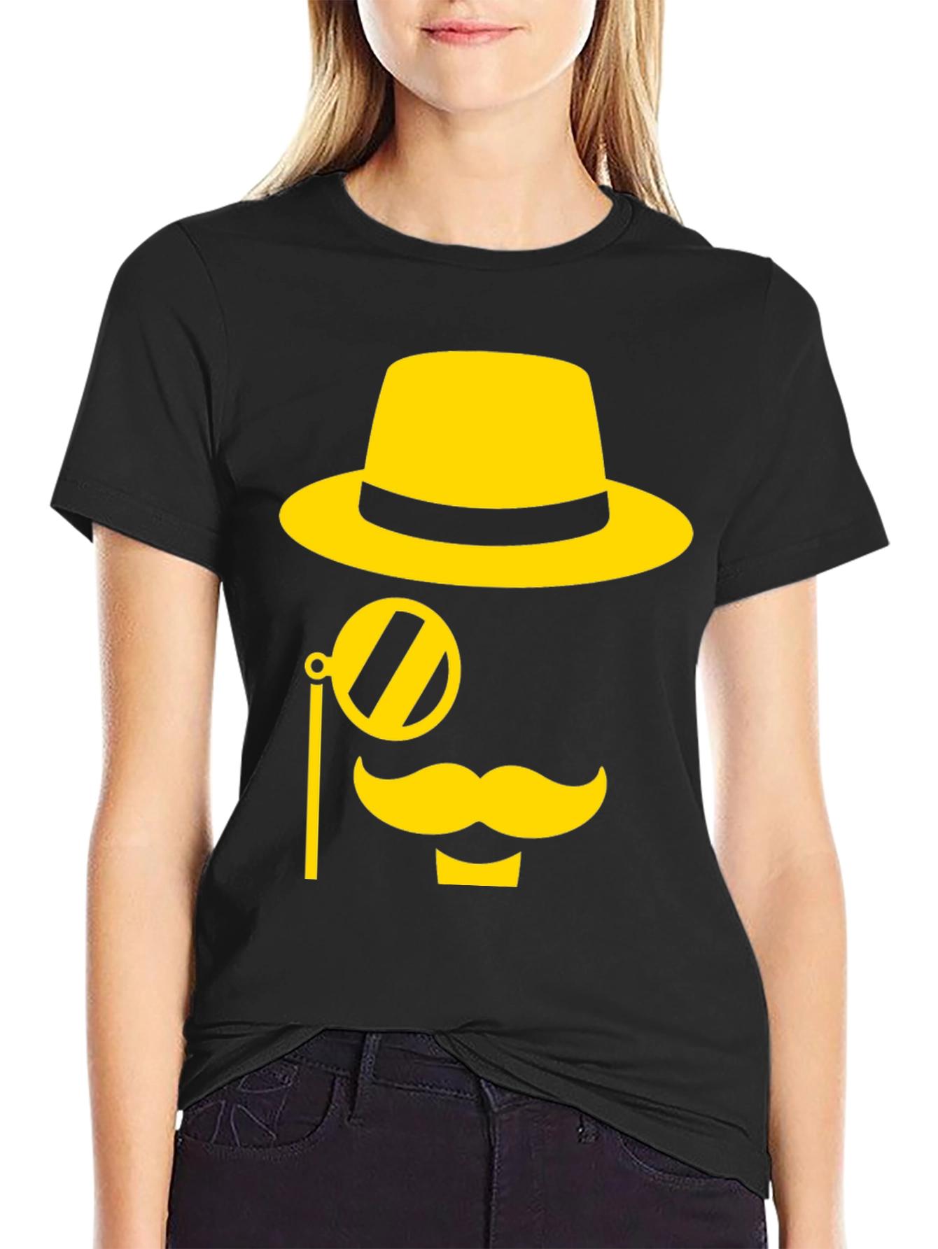 Gentleman Graphic Tee - Black T-Shirt with Yellow Design