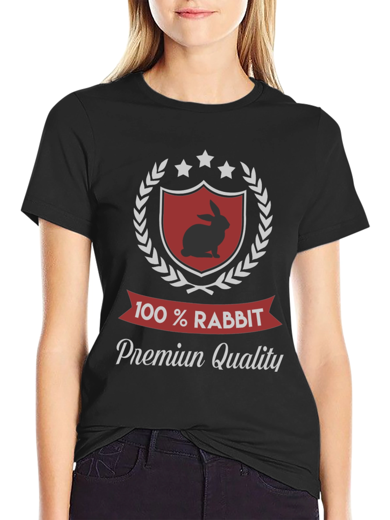 100% Rabbit Premium Quality Black T-Shirt